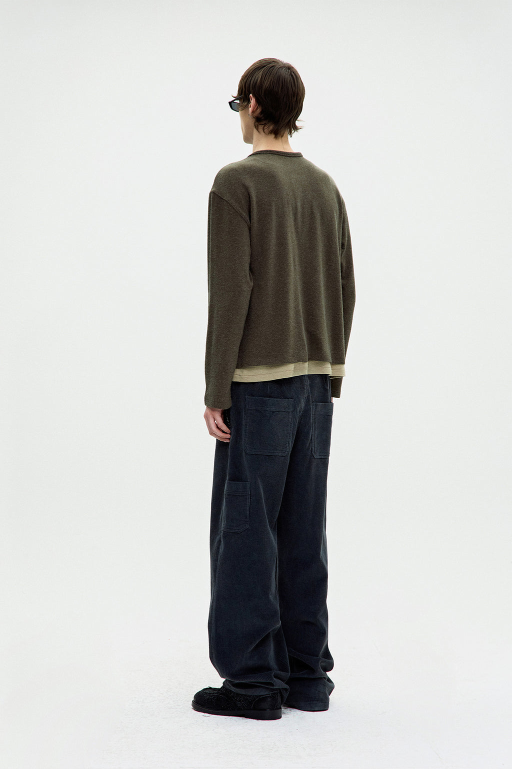 Coor - Hairy Henley Neck Layered T-Shirt (Khaki Green) product image 4 | TRAB K-Fashion Australia