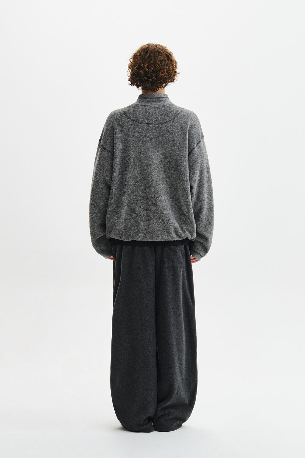Matin Kim - Boucle Texture Knit Zip Up (Grey) product image 8 | TRAB K-Fashion Australia