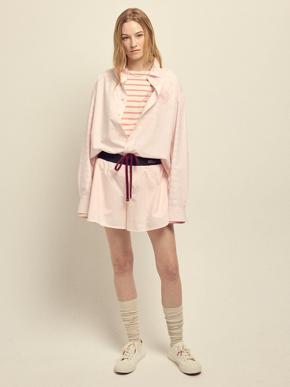 Mardi Mercredi - Cotton Shorts Contrast Waistband (Lightpink) product image 1 | TRAB K-Fashion Australia