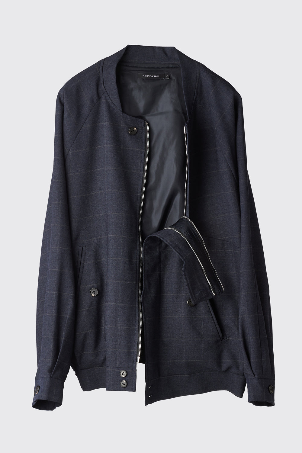 Hatchingroom - Non Collar Jacket Blue Charcoal Check (Wool) product image 5 | TRAB K-Fashion Australia