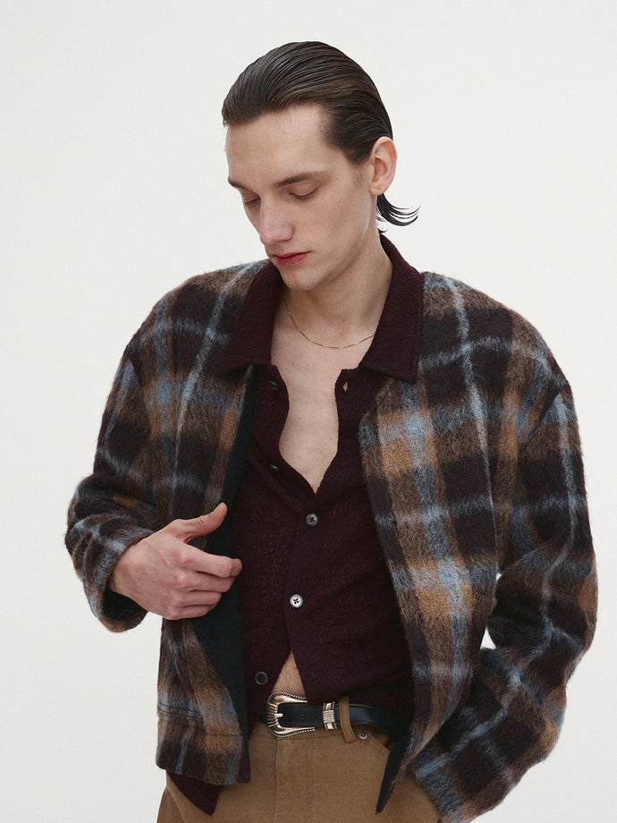 Tonywack - Checked Wool Mohair Blouson (Italian Fabric) (Brown) product image 1 | TRAB K-Fashion Australia