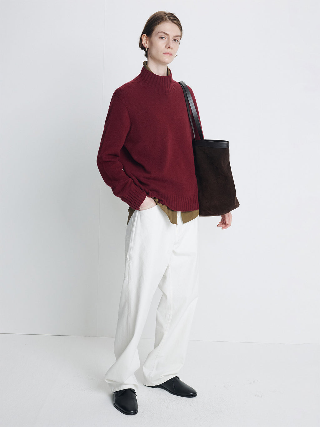 Tonywack - Wool Blend Oversiezed Turtleneck (Burgundy) product image 2 | TRAB K-Fashion Australia