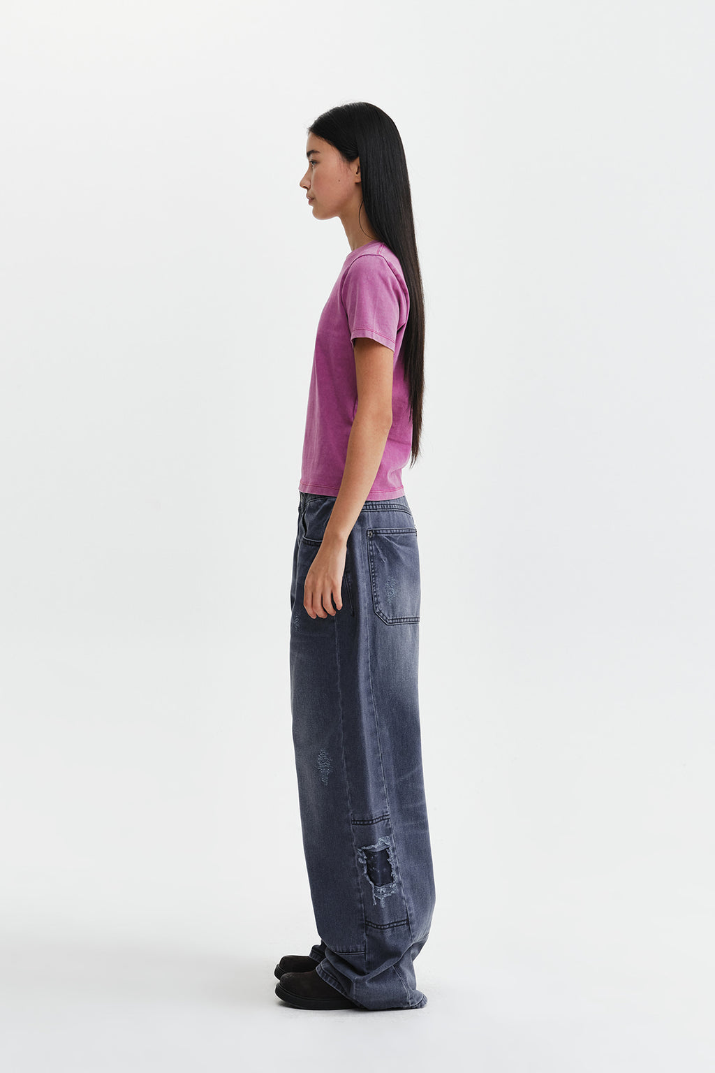Matin Kim - Shadow Distressed Wide Denim Pants (Blue) product image 7 | TRAB K-Fashion Australia