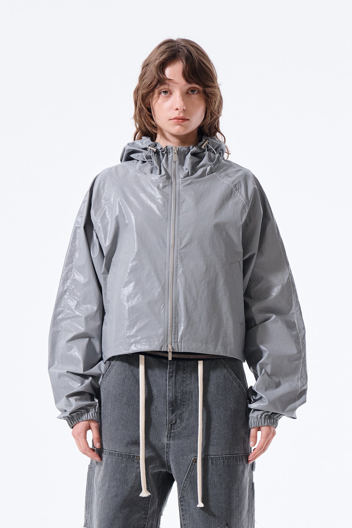 Matin Kim - Matin Crop Hoody Coating Jumper (Dark Grey) product image 10 | TRAB K-Fashion Australia