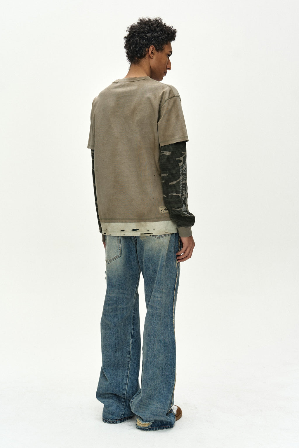 Andersson Bell - Distress Layered Long Sleeve T-Shirt (beige) (Beige) product image 2 | TRAB K-Fashion Australia