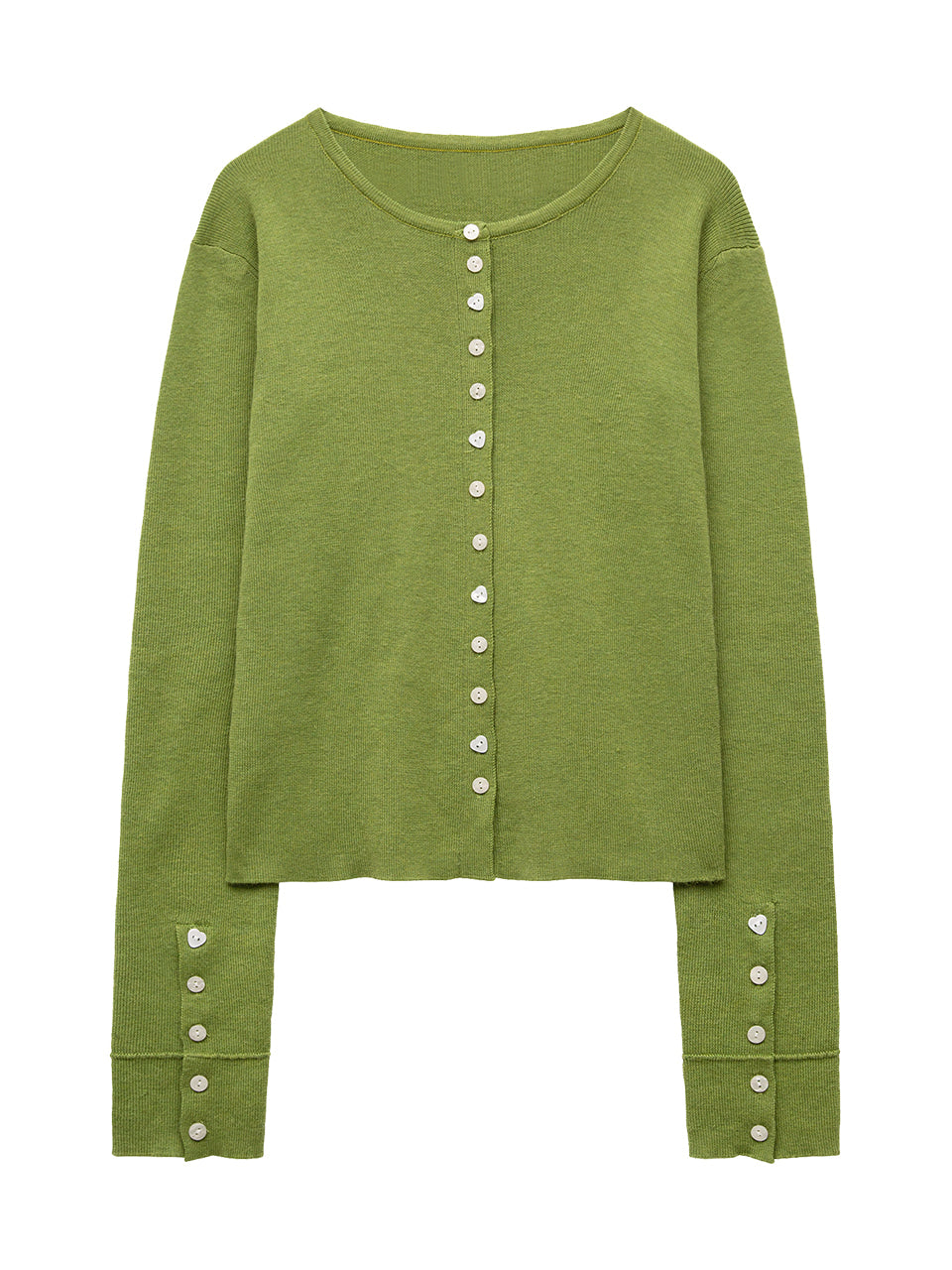 Margarin Fingers - Heart Button Slim Cardigan (Olive) product image 2 | TRAB K-Fashion Australia