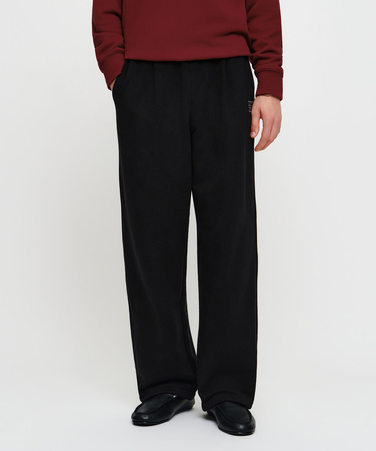 Marithe & Francois Girbaud - One Tuck Wide Sweat Joggers (brushed) (Black) product image 1 | TRAB K-Fashion Australia