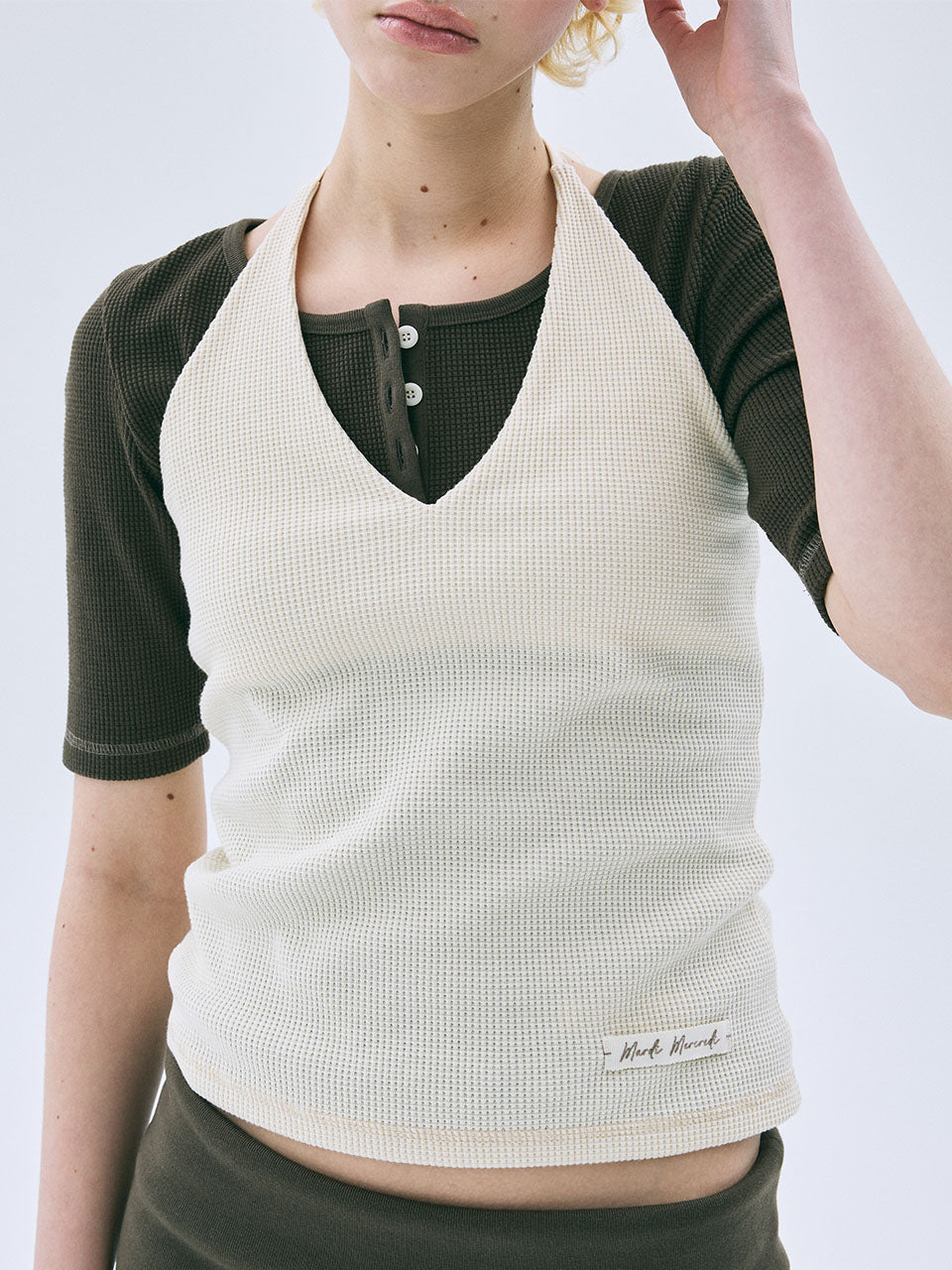 Mardi Mercredi - Waffle Top Halter Neck (Butter) product image 1 | TRAB K-Fashion Australia