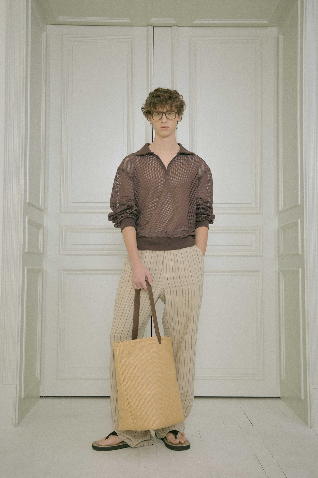 STU - Net V-Neck Collar Knit (Brown) product image 14 | TRAB K-Fashion Australia