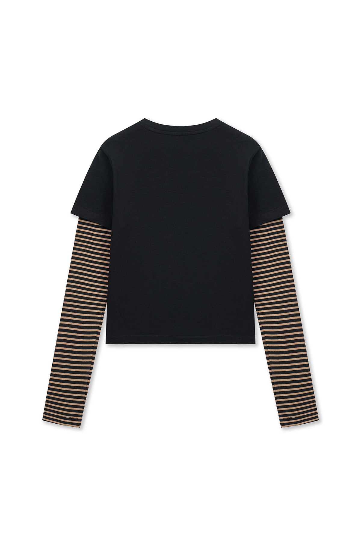 Matin Kim - Graffiti Logo Stripe Layered Top (Black) product image 2 | TRAB K-Fashion Australia