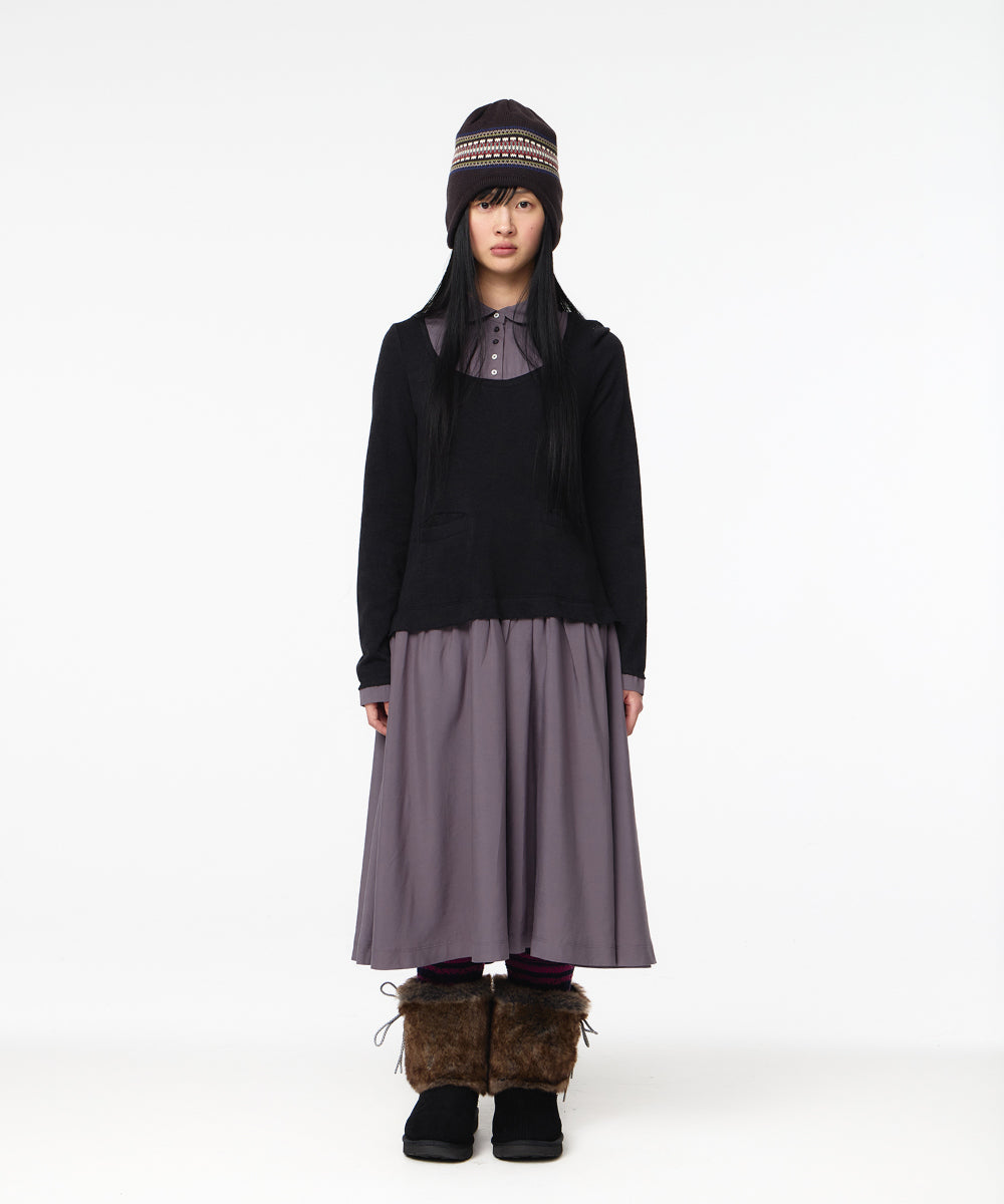 Coyseio - Layered Shirt Cardigan Shirring Dress (Black) product image 7 | TRAB K-Fashion Australia