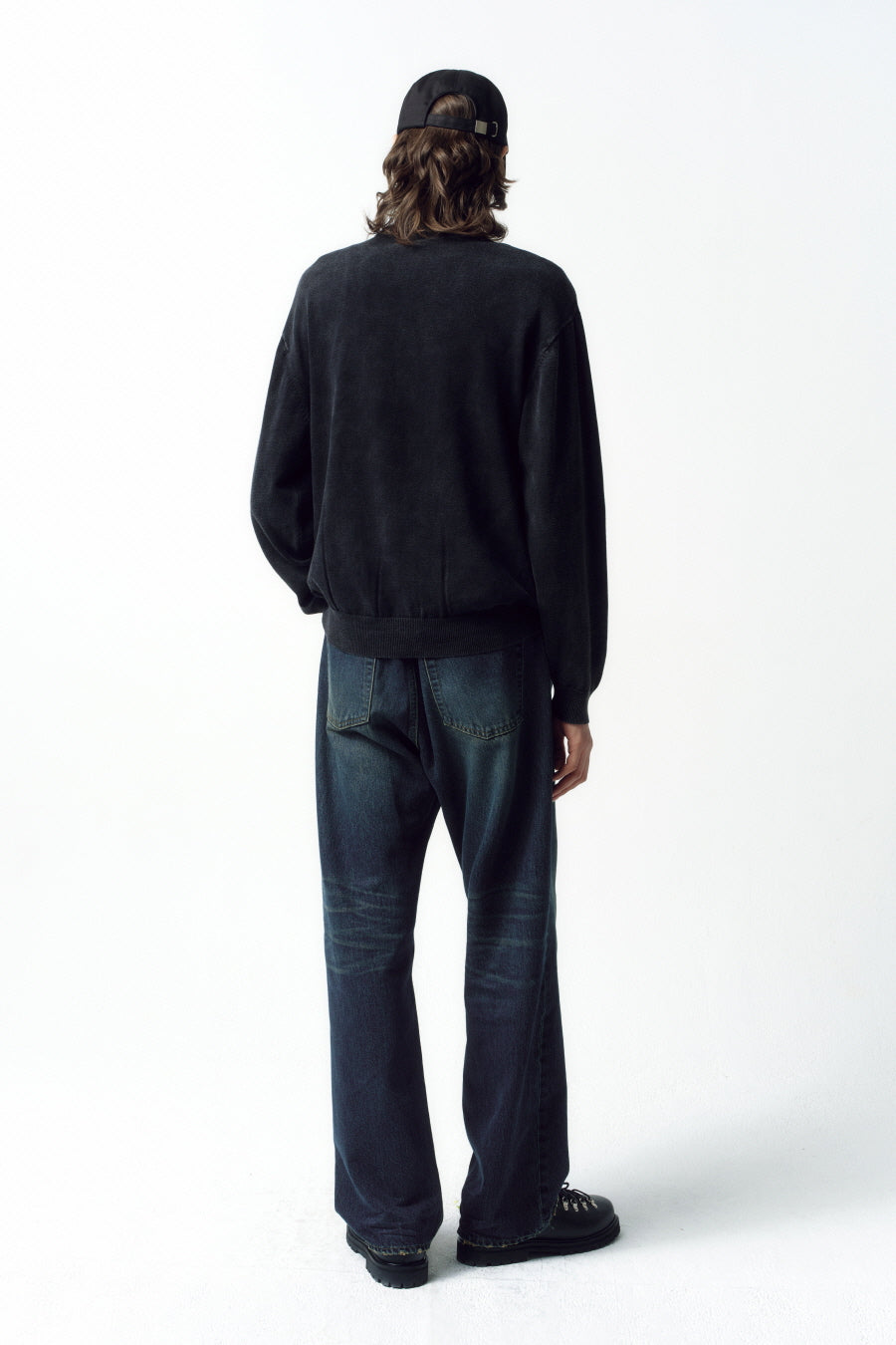 Insilence - Stone Washed Knit Zip-Up (Washed Black) product image 5 | TRAB K-Fashion Australia