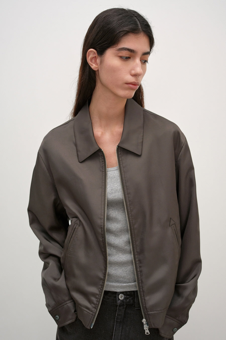 Insilence - Minimal Satin Jumper (Brown) product image 1 | TRAB K-Fashion Australia