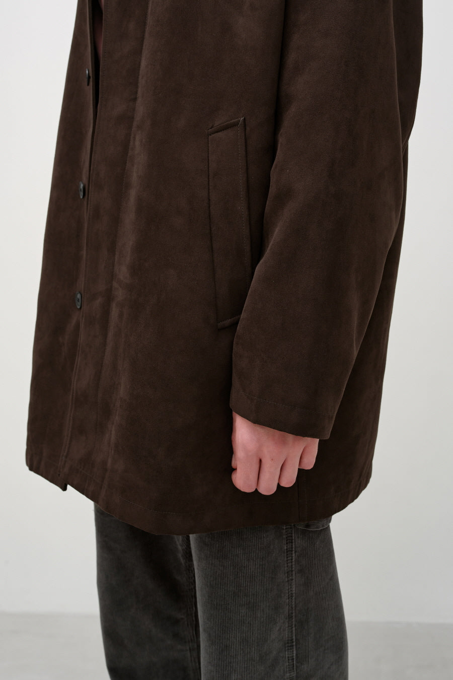Insilence - Faux Suede Car Coat (Brown) product image 5 | TRAB K-Fashion Australia