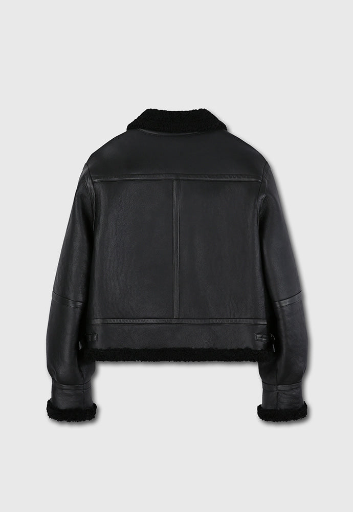 Tonywack - Lamb Leather Shearling Aviator Jacket (Black) product image 10 | TRAB K-Fashion Australia