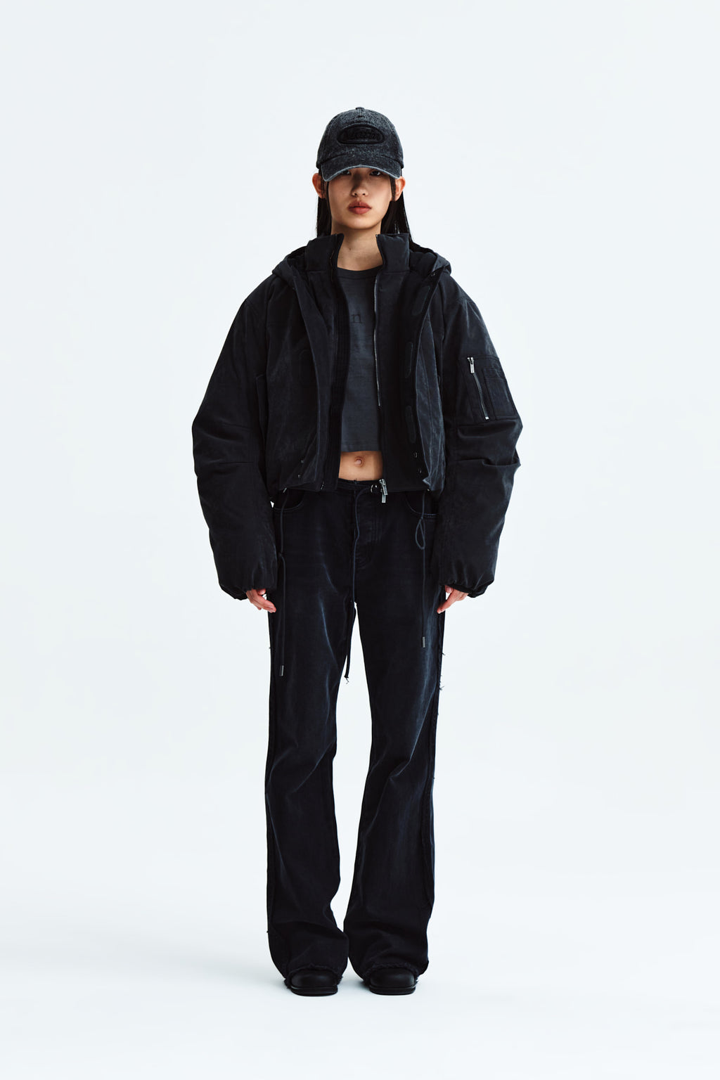 Matin Kim - Waist String Belted Denim Pants (Black) product image 5 | TRAB K-Fashion Australia