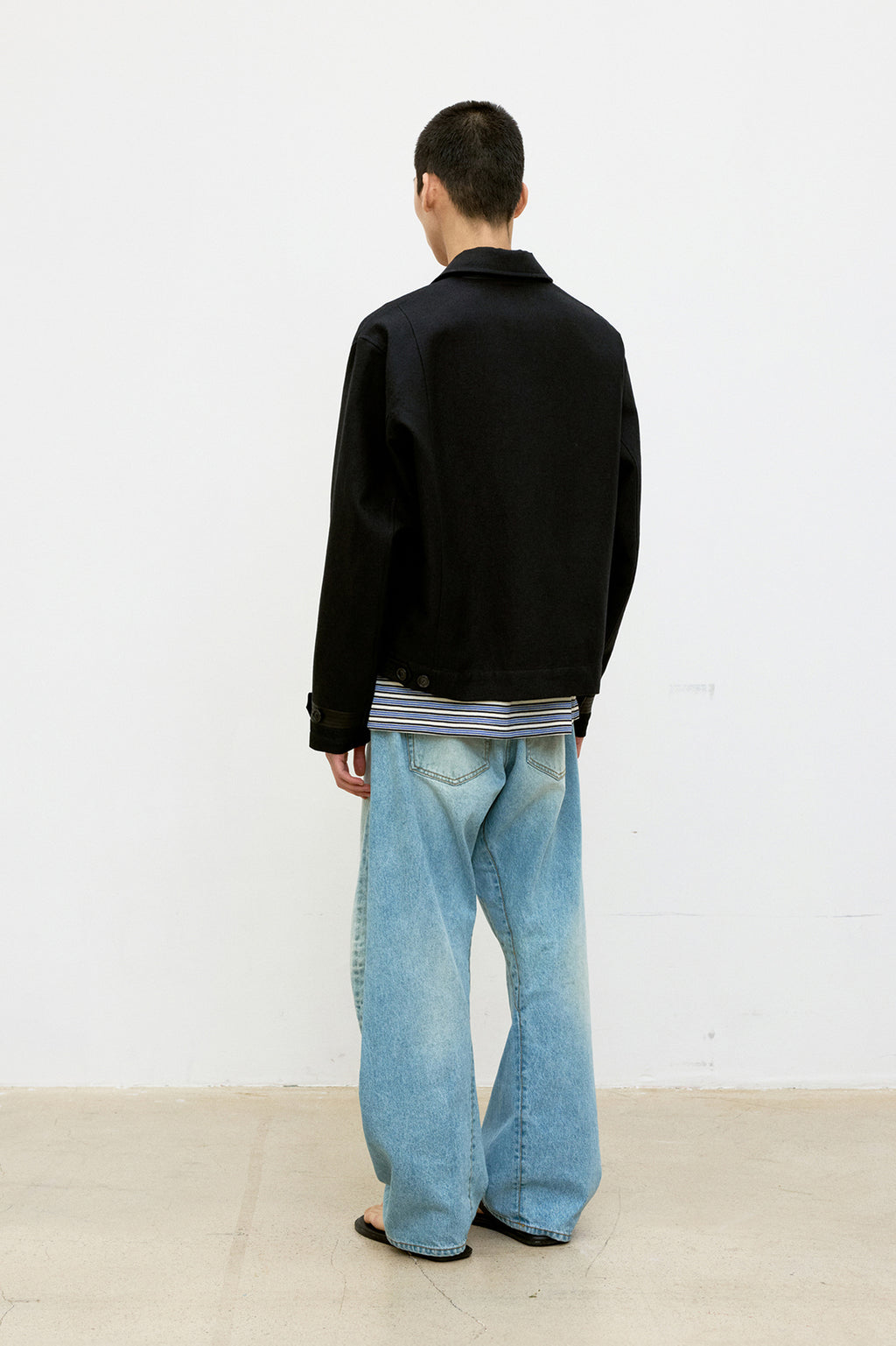 Coor - Wool Linen Blend Leather Tab Jacket (Black) product image 4 | TRAB K-Fashion Australia