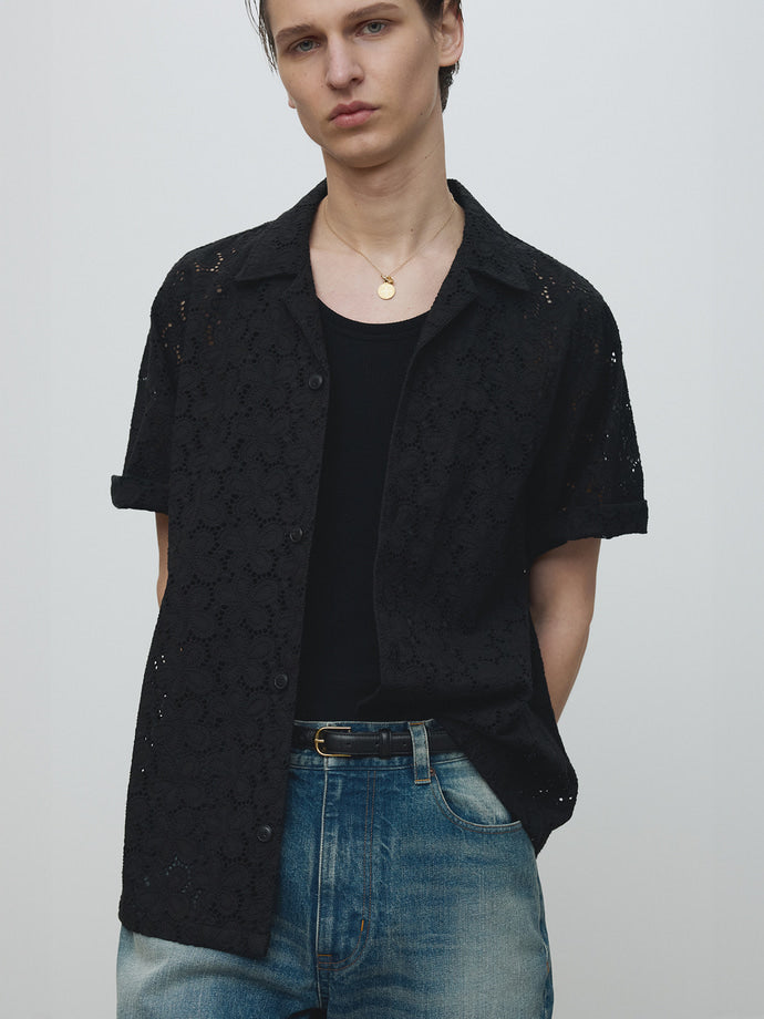 Tonywack - Crocheted Cotton Lace Shirt (Black) product image 5 | TRAB K-Fashion Australia