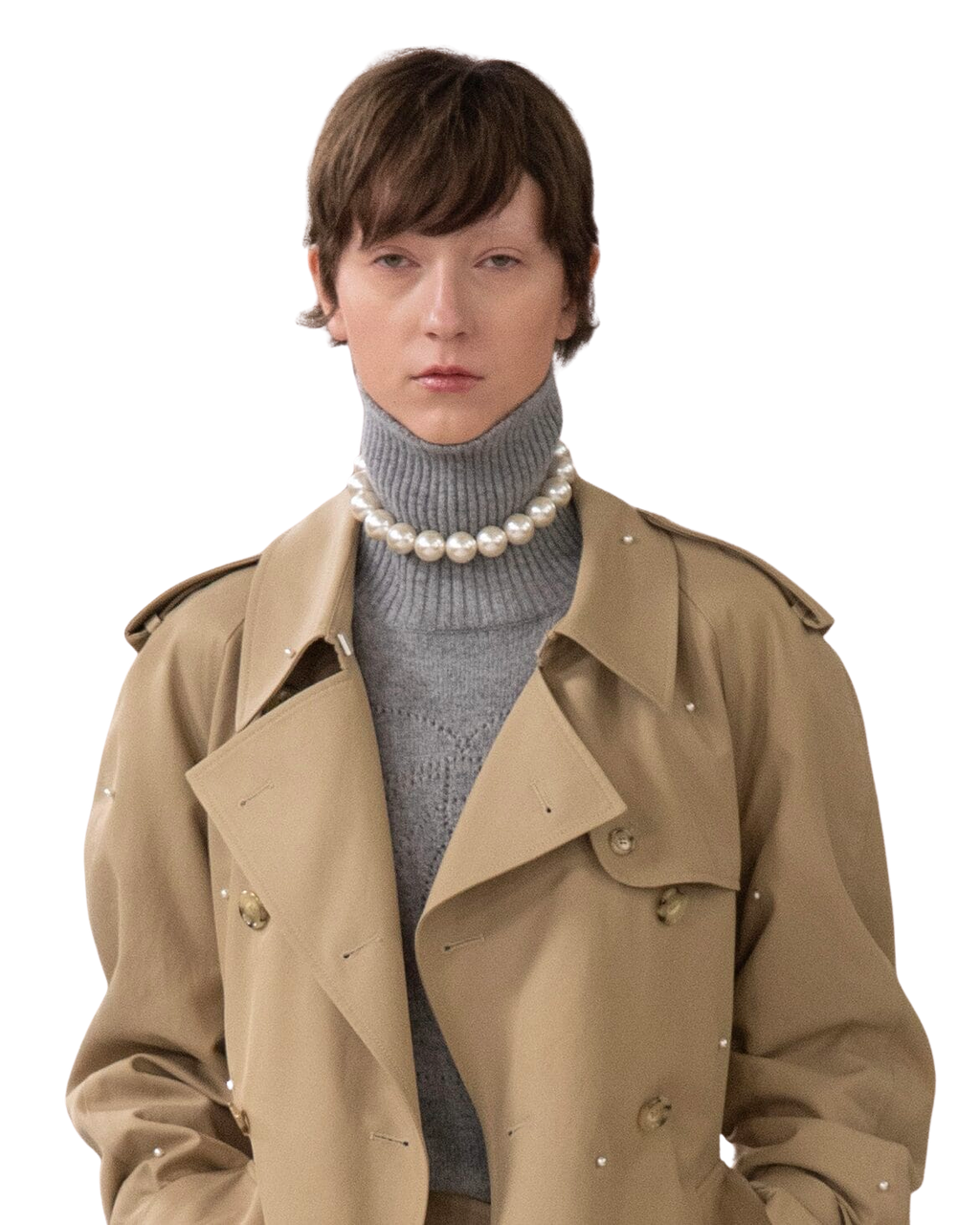 Kimhe Kim - Pearl Embellished Trench Coat (Beige) product image 2 | TRAB K-Fashion Australia