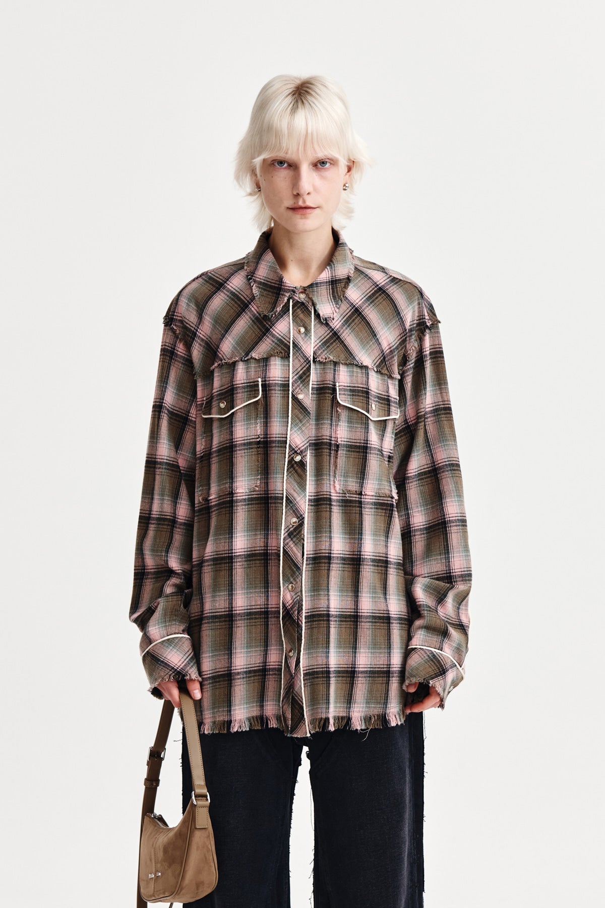 Matin Kim - Check Flannel Pocket Shirt (Pink) product image 5 | TRAB K-Fashion Australia