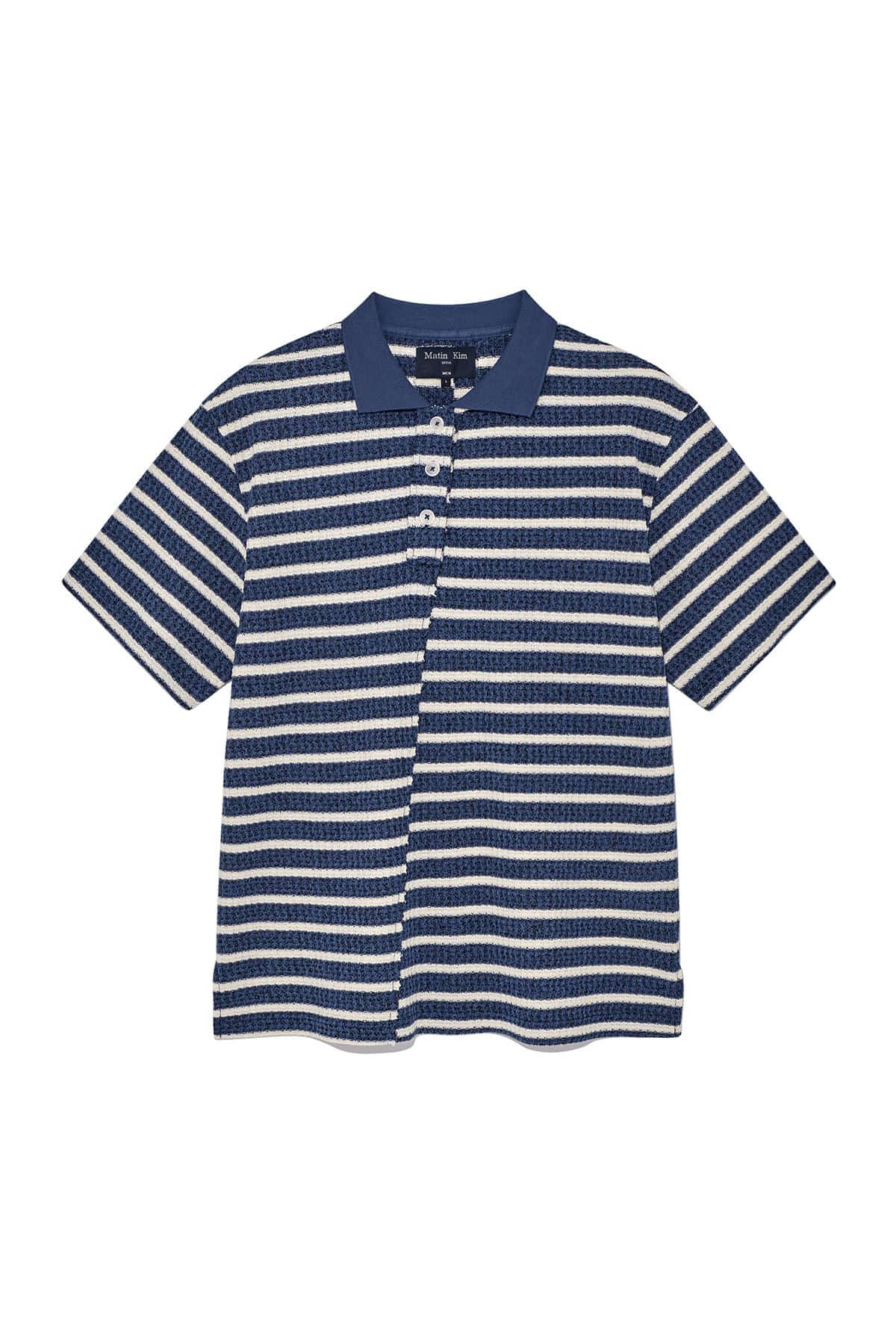 Matin Kim - Cut Line Stripe Pique Top (Smoke Blue) product image 1 | TRAB K-Fashion Australia