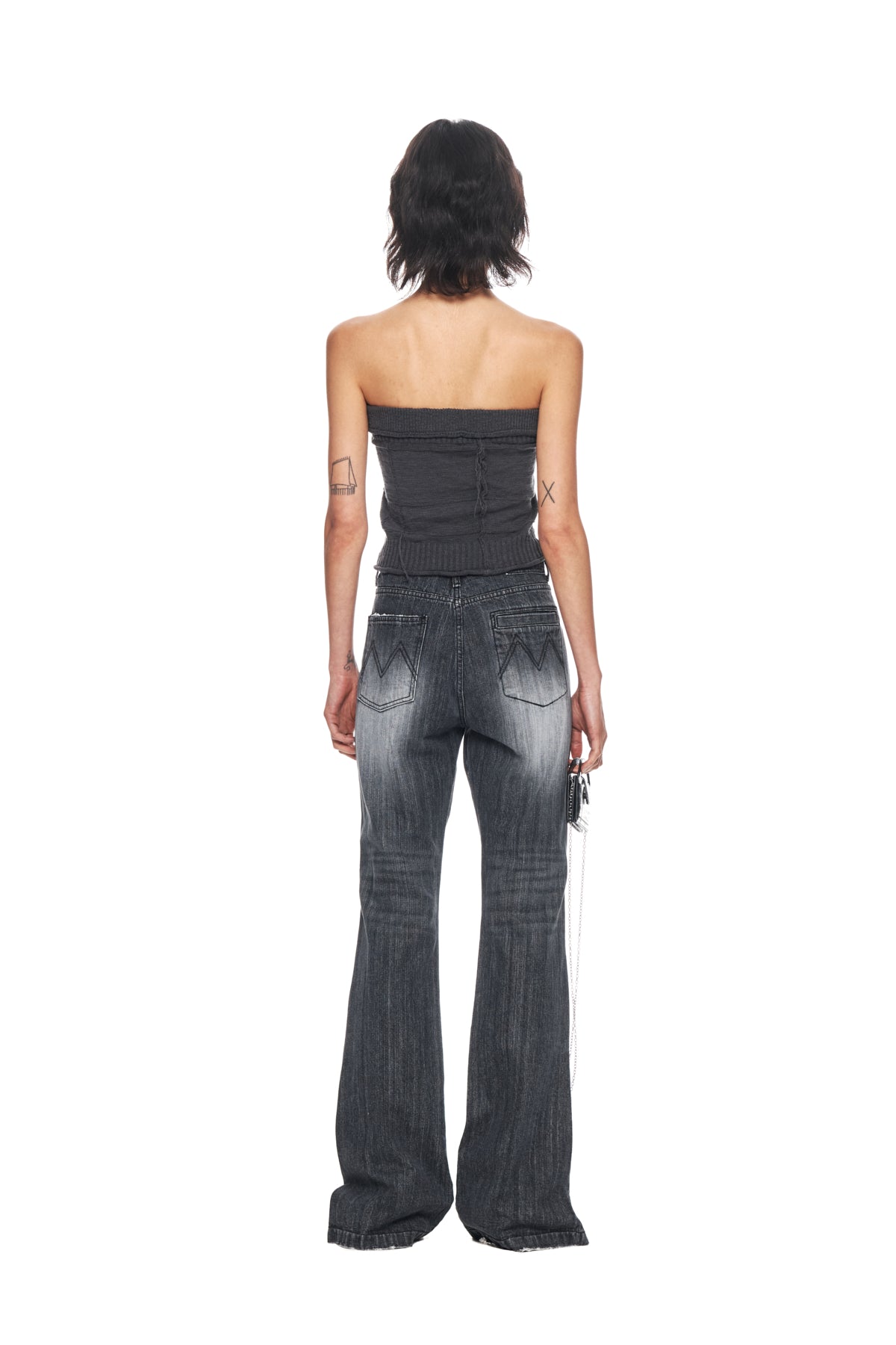 Matin Kim - Side Snap Boots Cut Denim Pants (Grey) product image 7 | TRAB K-Fashion Australia