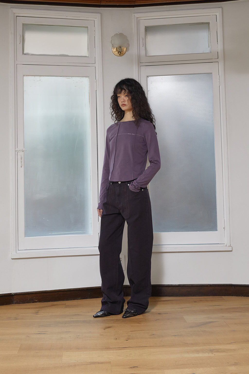 Matin Kim - Tuck Detail Small Logo Top (Purple) product image 8 | TRAB K-Fashion Australia