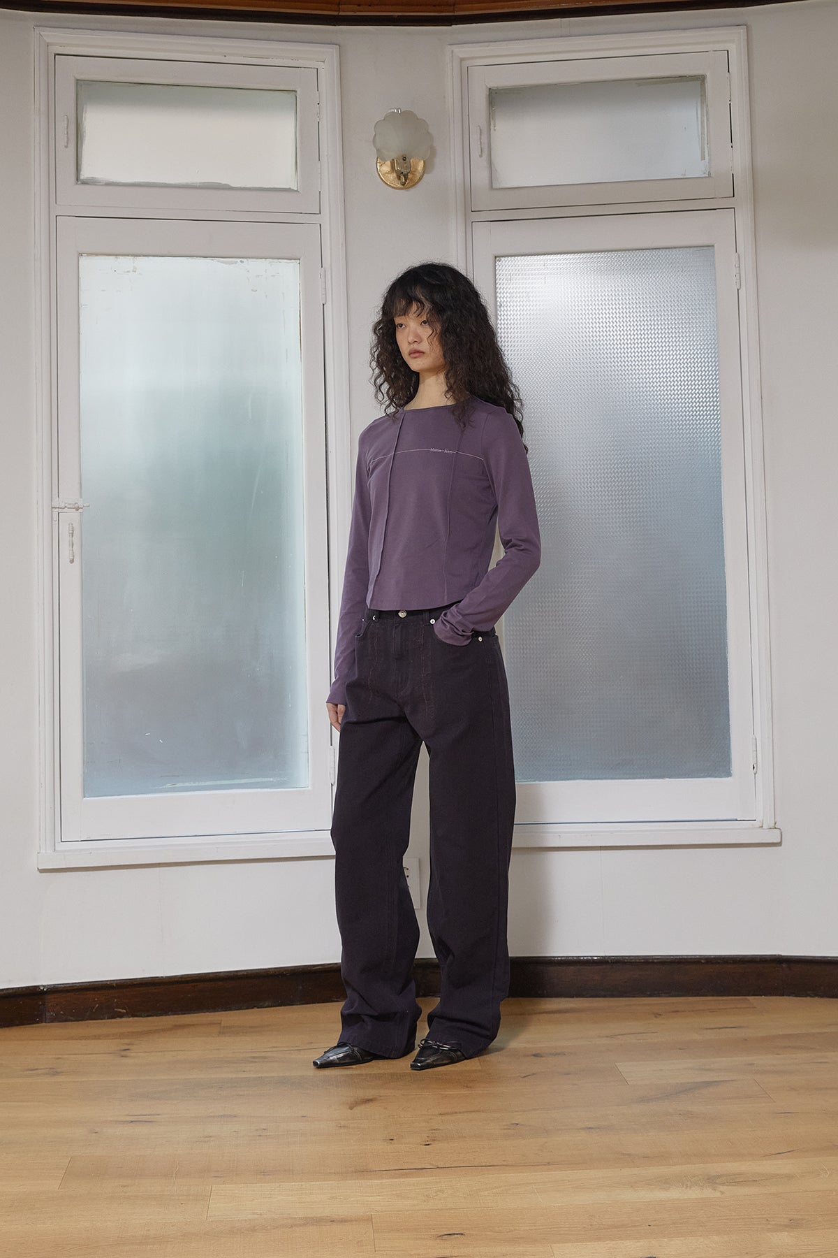 Matin Kim - Tuck Detail Small Logo Top (Purple) product image 8 | TRAB K-Fashion Australia