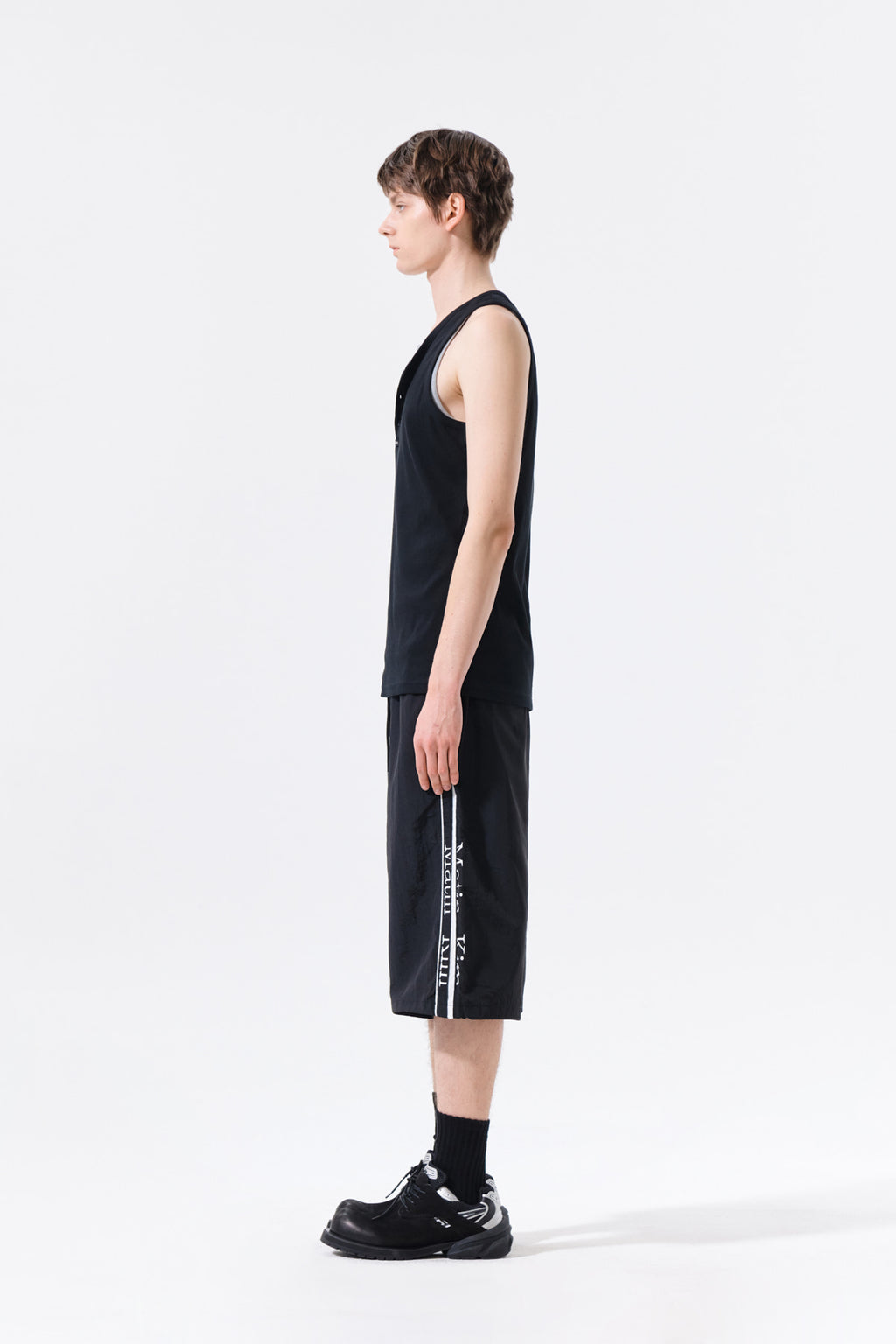 Matin Kim - Sleeveless Henley Top (Black) product image 6 | TRAB K-Fashion Australia