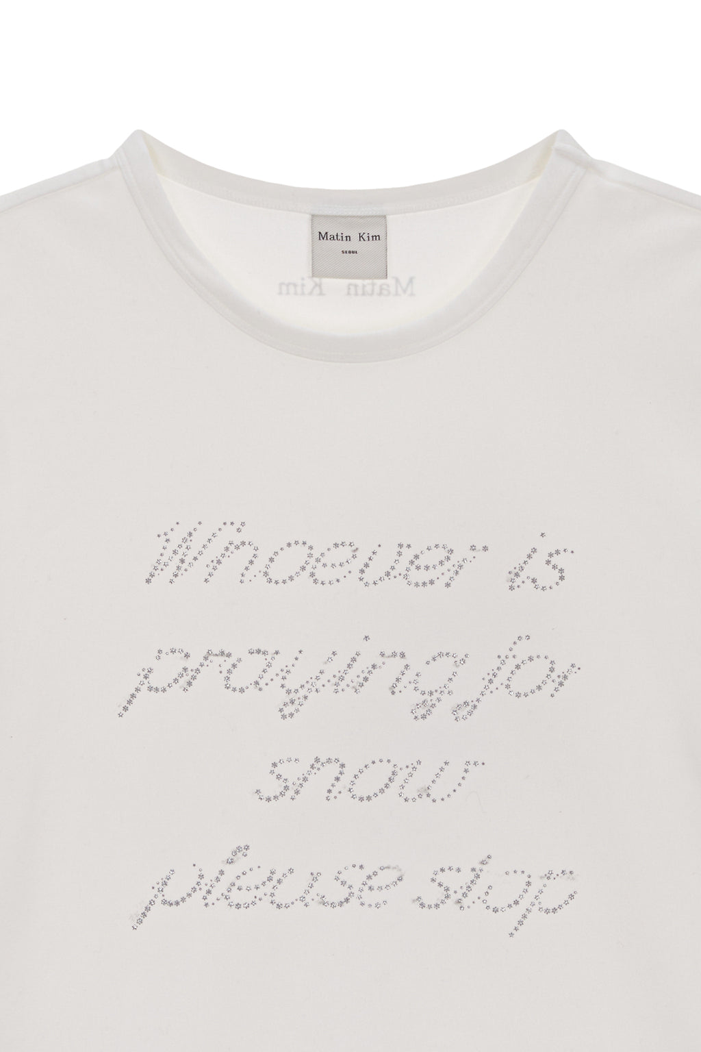 Matin Kim - Glitter Print Lettering Top (White) product image 3 | TRAB K-Fashion Australia