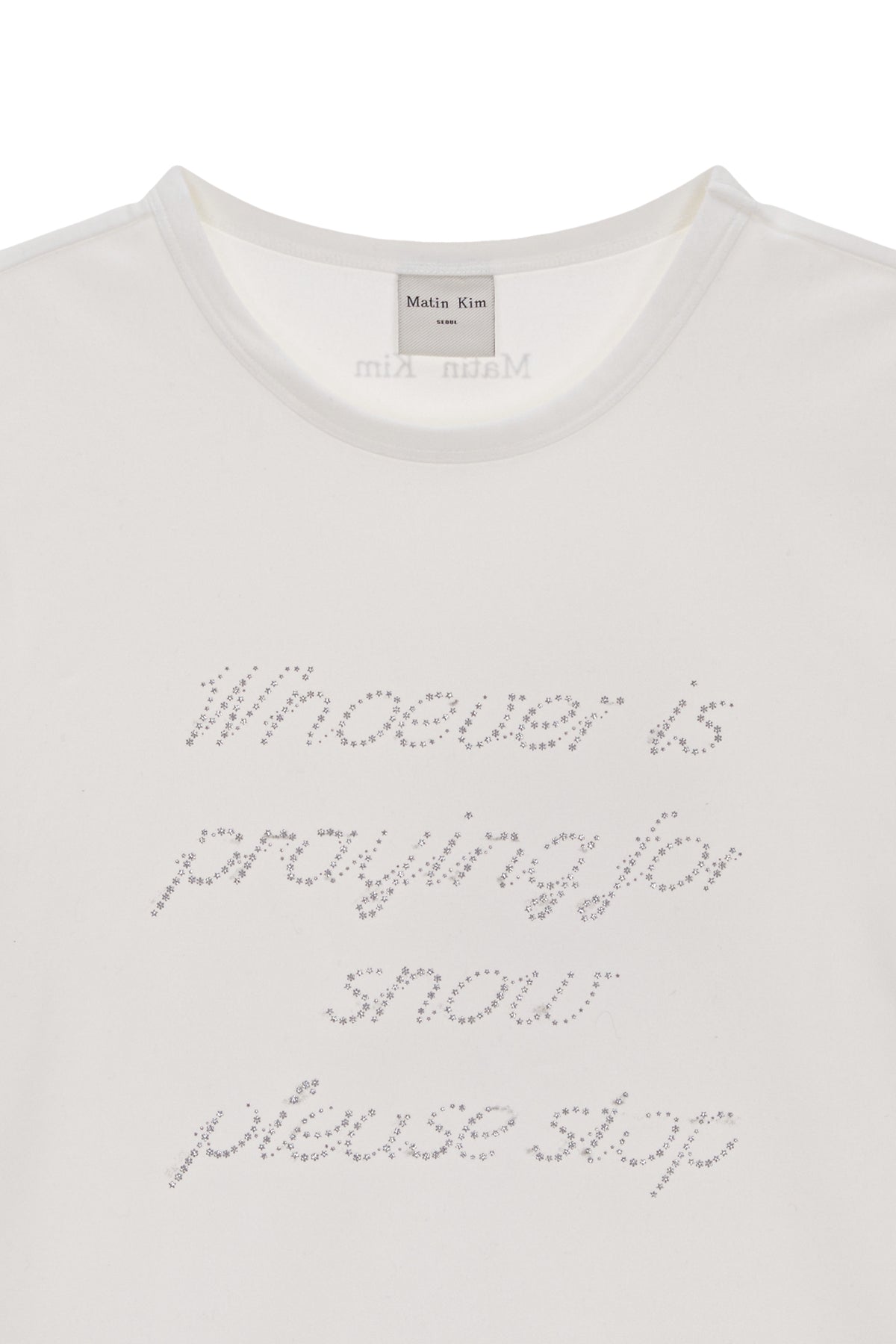Matin Kim - Glitter Print Lettering Top (White) product image 3 | TRAB K-Fashion Australia