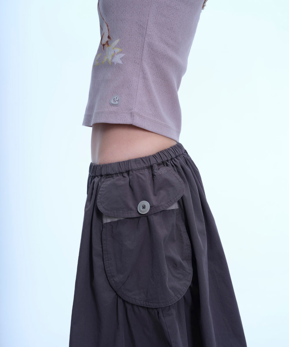 Coyseio - Big Pocket Shirring Skirt (Charcoal) product image 6 | TRAB K-Fashion Australia