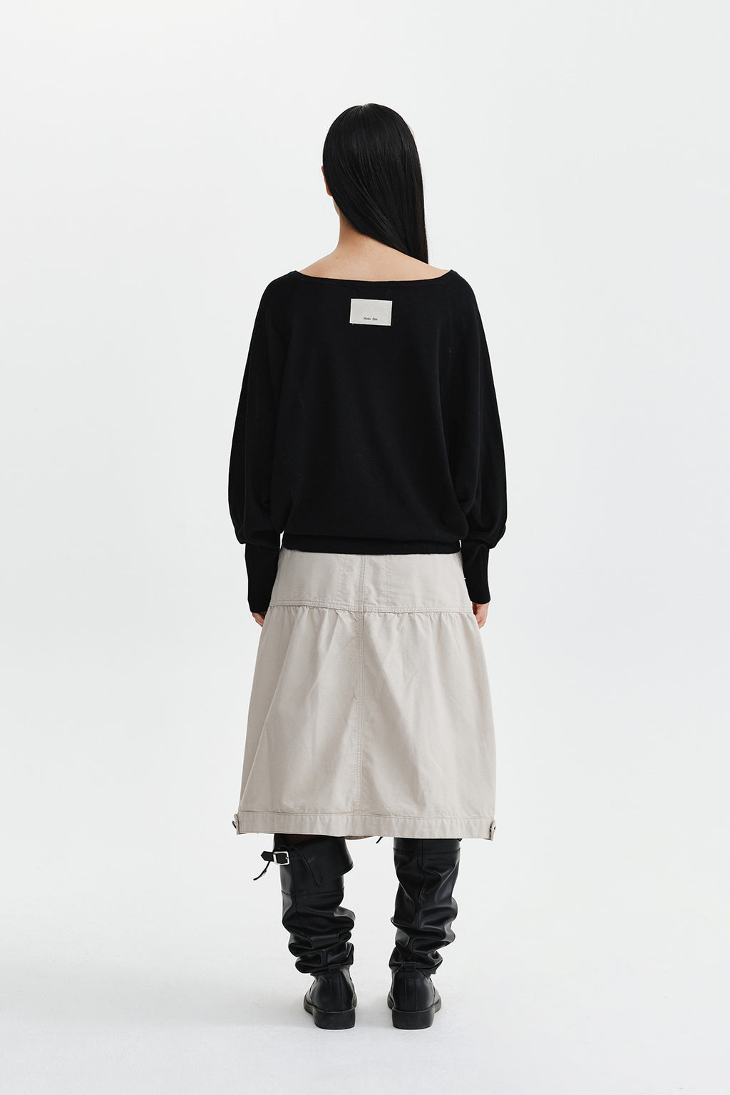 Matin Kim - Betwing Fit Boat Neck Knit Pullover (Black) product image 9 | TRAB K-Fashion Australia