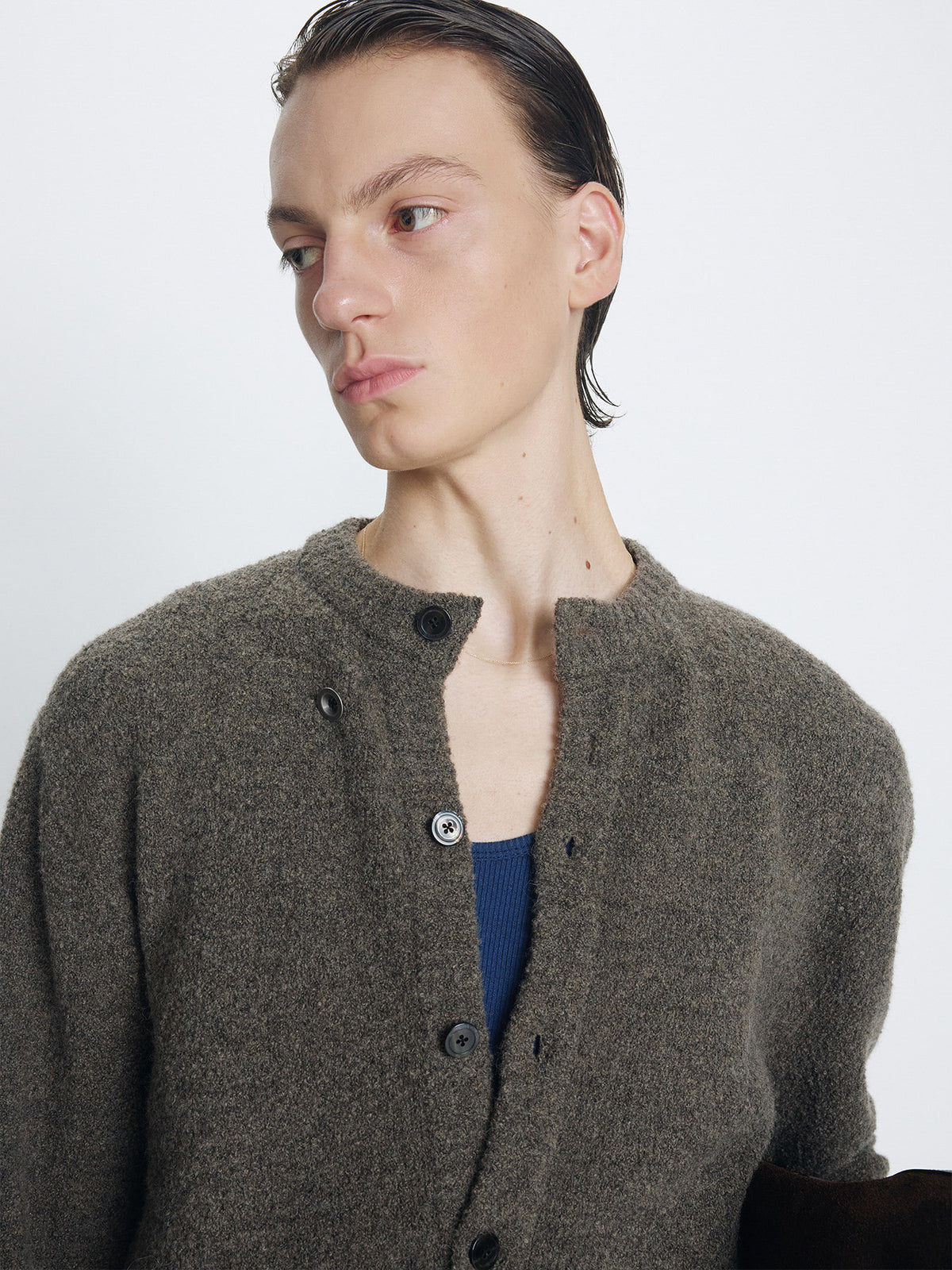 Tonywack - Baby Alpaca Blend Crew Neck Cardigan (Burnt Olive) product image 5 | TRAB K-Fashion Australia