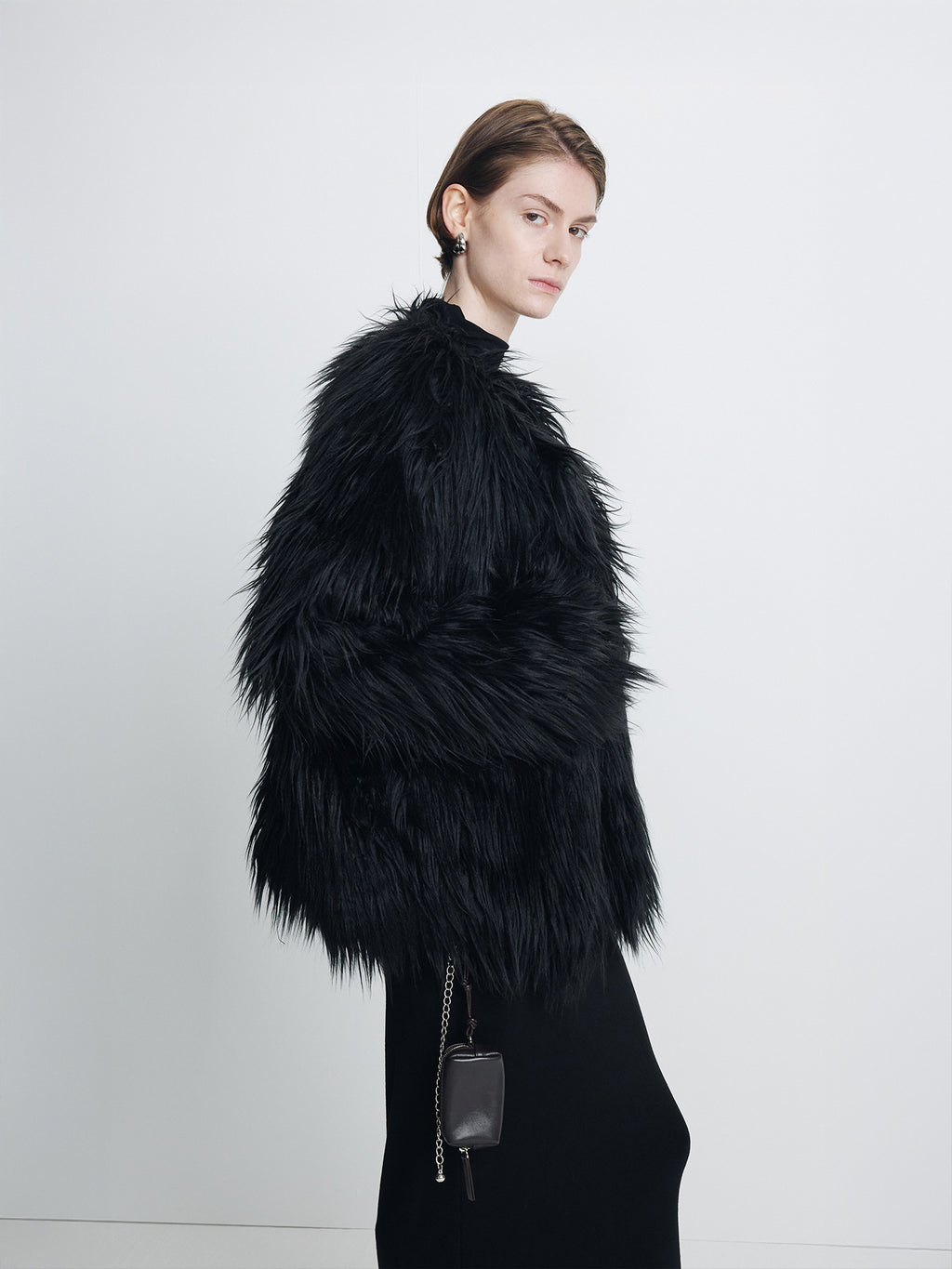 Tonywack - Long Hair Faux Fur Jacket (Black) product image 1 | TRAB K-Fashion Australia