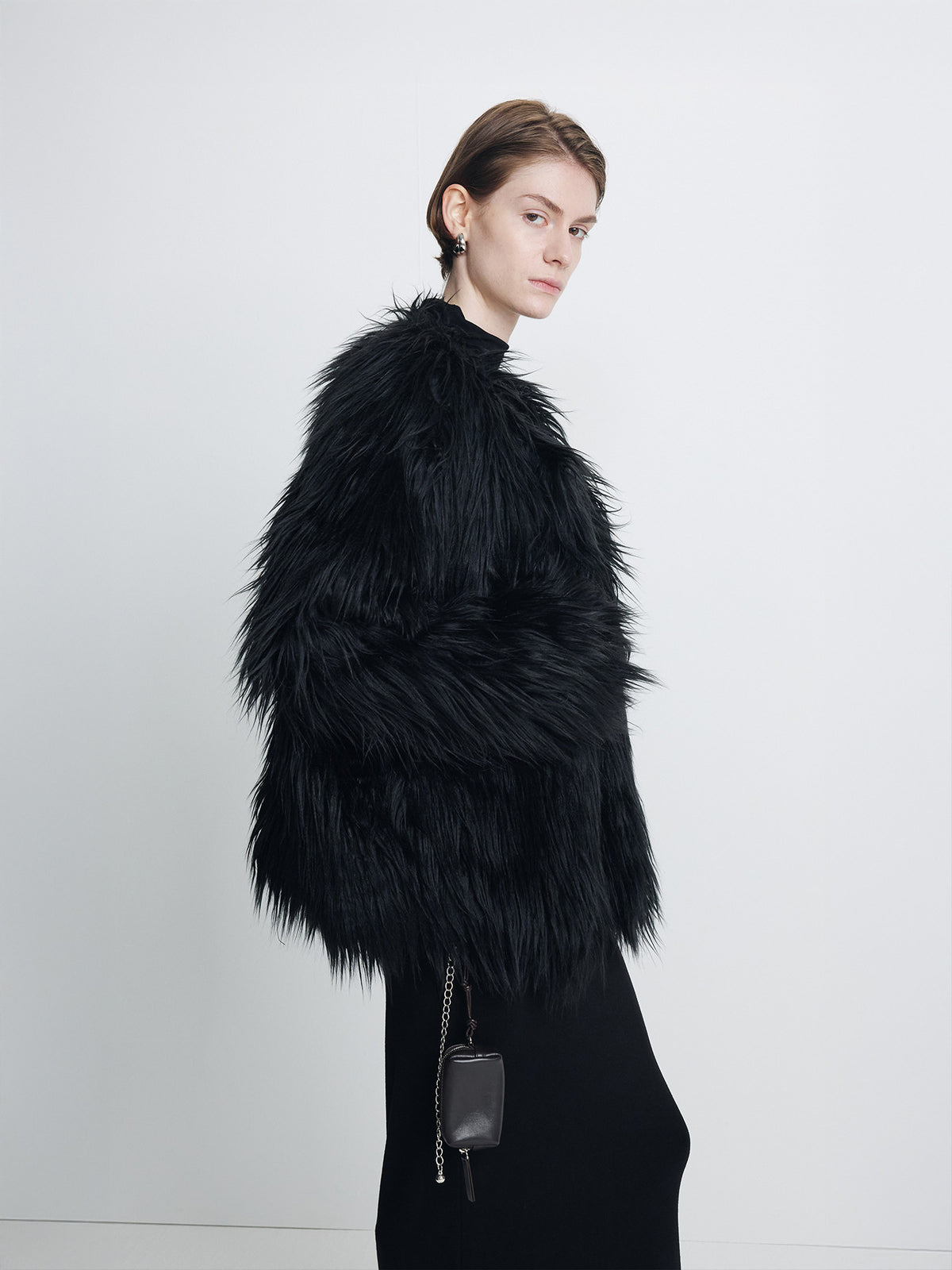 Tonywack - Long Hair Faux Fur Jacket (Black) product image 1 | TRAB K-Fashion Australia