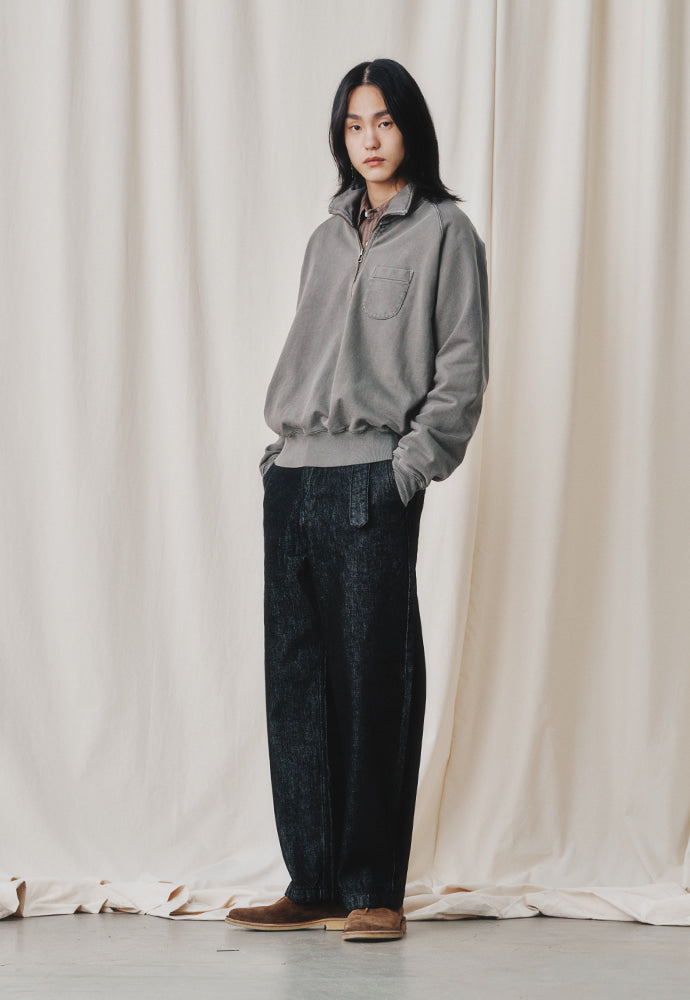 Art if acts - Garment Dyed Half Zipup Sweat (Mud Brown) product image 2 | TRAB K-Fashion Australia