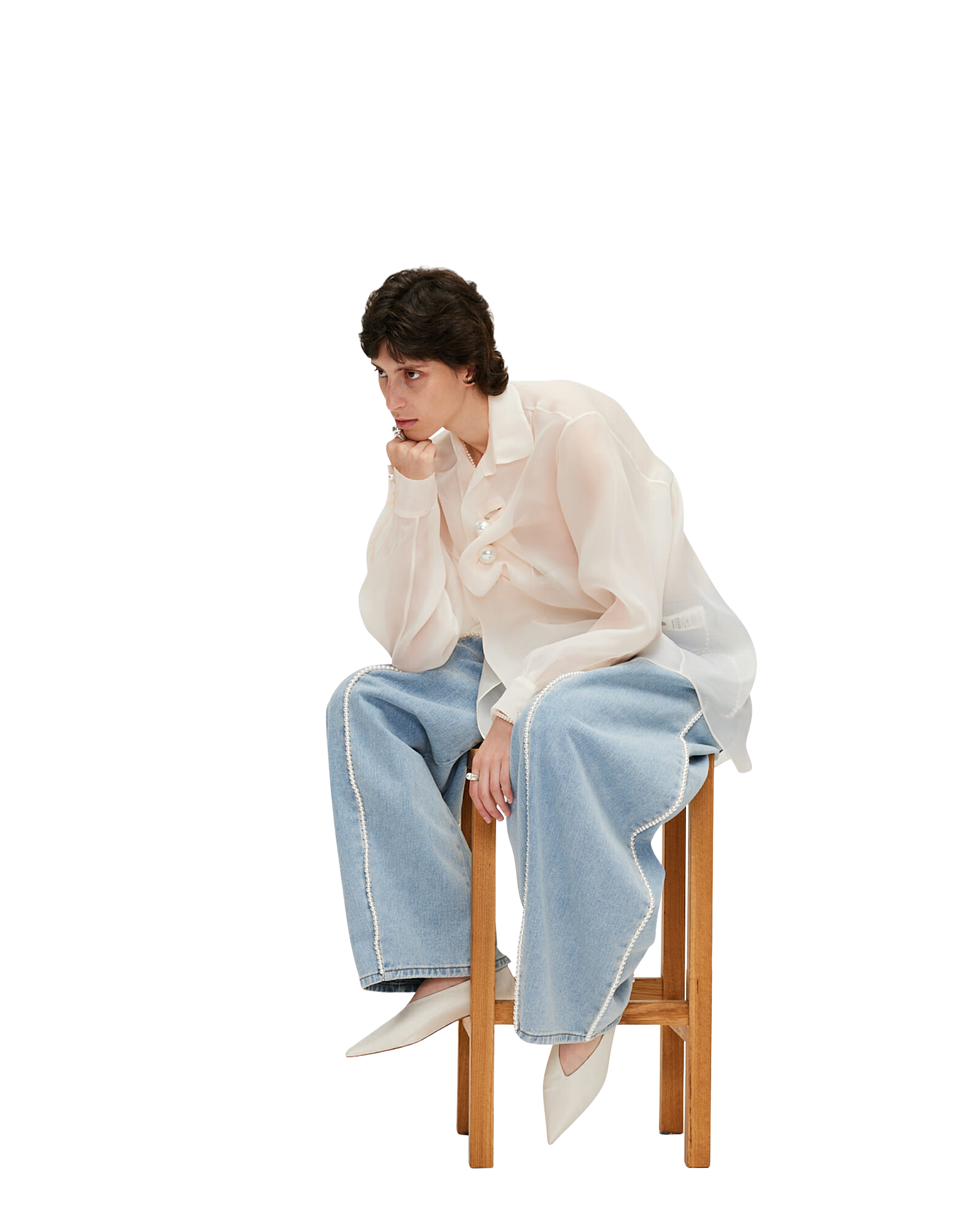 Kimhe Kim - Pearl Embellished Jeans (Sky Blue) product image 5 | TRAB K-Fashion Australia