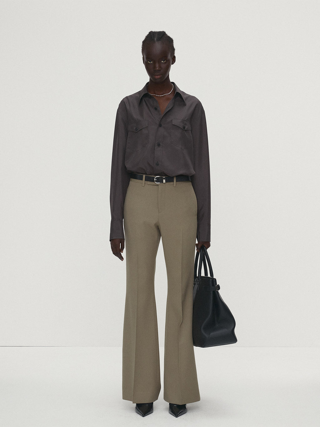 Tonywack - Silk Double Pocket Shirt (Olive Charcoal) product image 1 | TRAB K-Fashion Australia