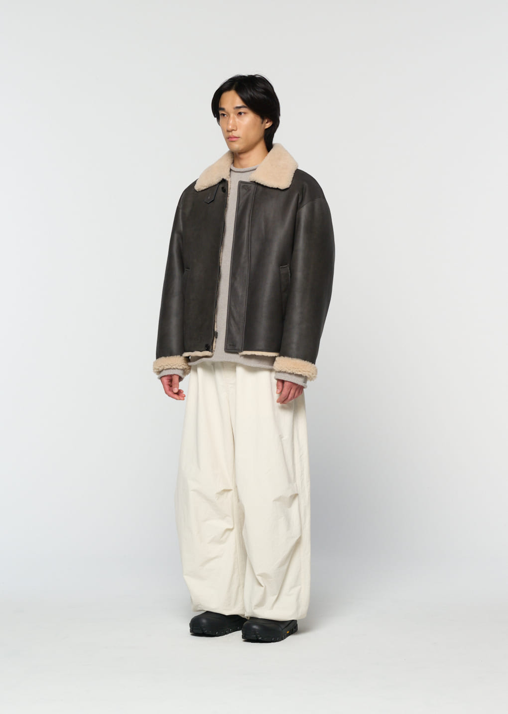 Amomento - [Pre-Order] lambskin shearling jumper (Khaki) product image 3 | TRAB K-Fashion Australia