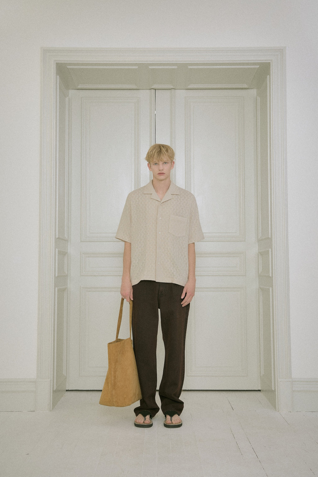 STU - Back Raglan Jacquard Shirt (Ivory) product image 1 | TRAB K-Fashion Australia