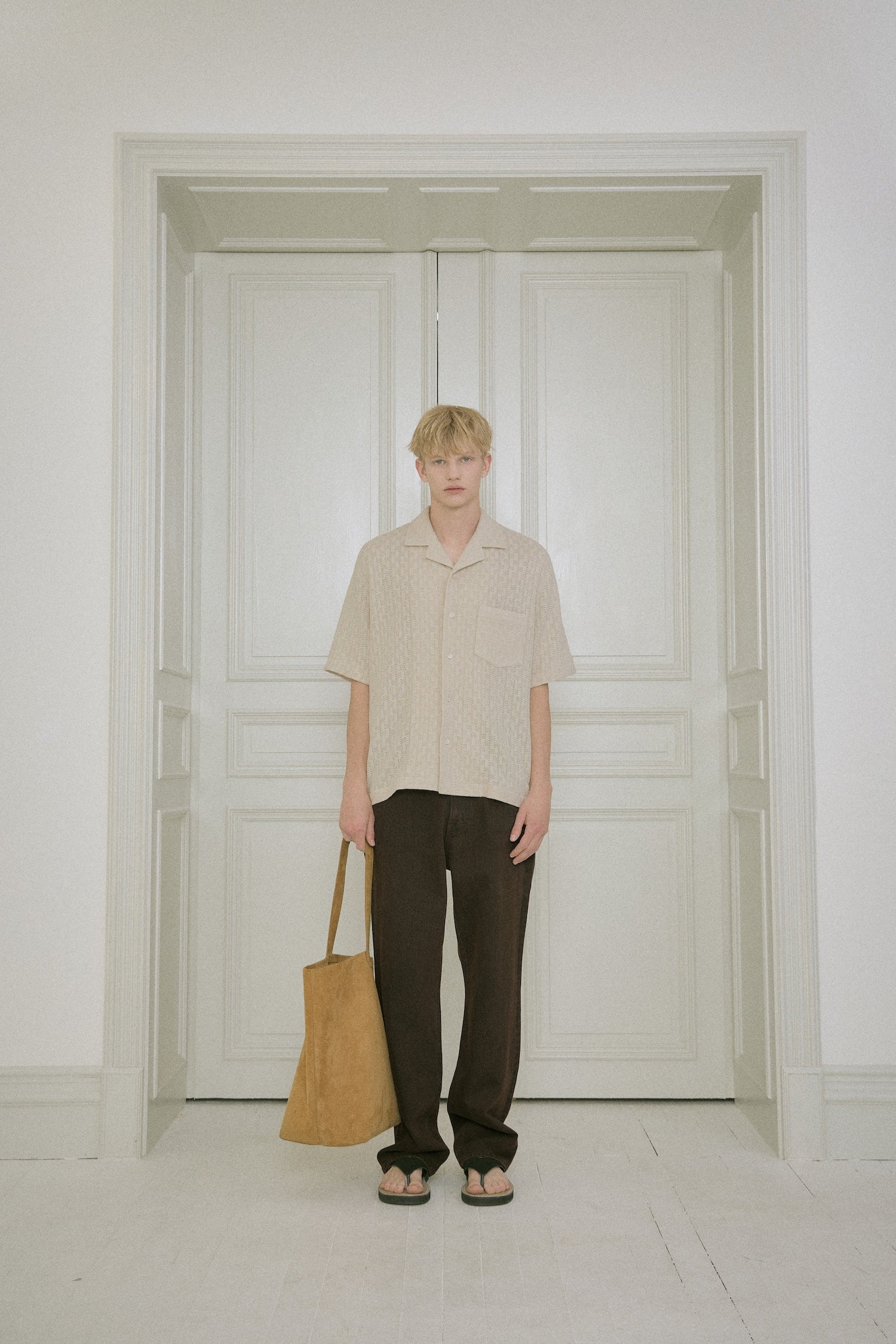 STU - Back Raglan Jacquard Shirt (Ivory) product image 1 | TRAB K-Fashion Australia