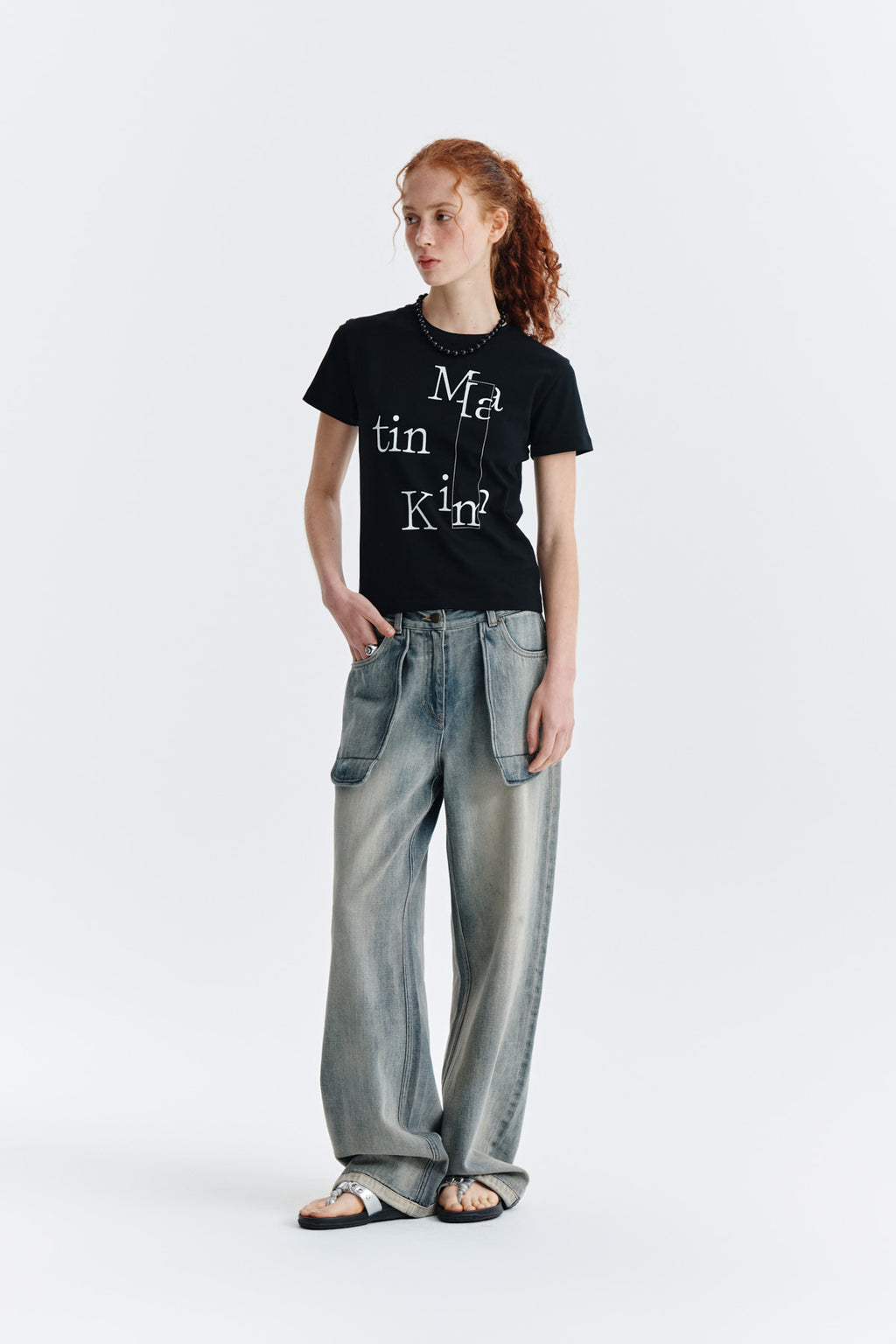 Matin Kim - Patchwork Graphic Printing Logo Top (Black) product image 9 | TRAB K-Fashion Australia