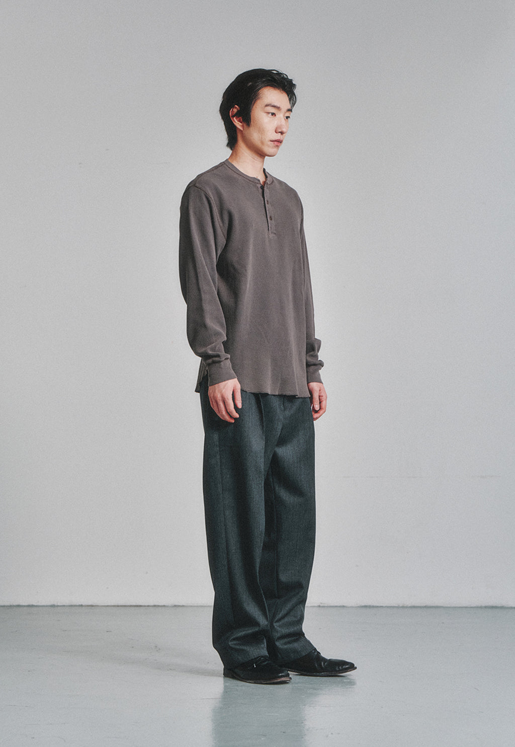 Art if acts - Garment Dyed Waffle Henley (Faded Charcoal) product image 2 | TRAB K-Fashion Australia