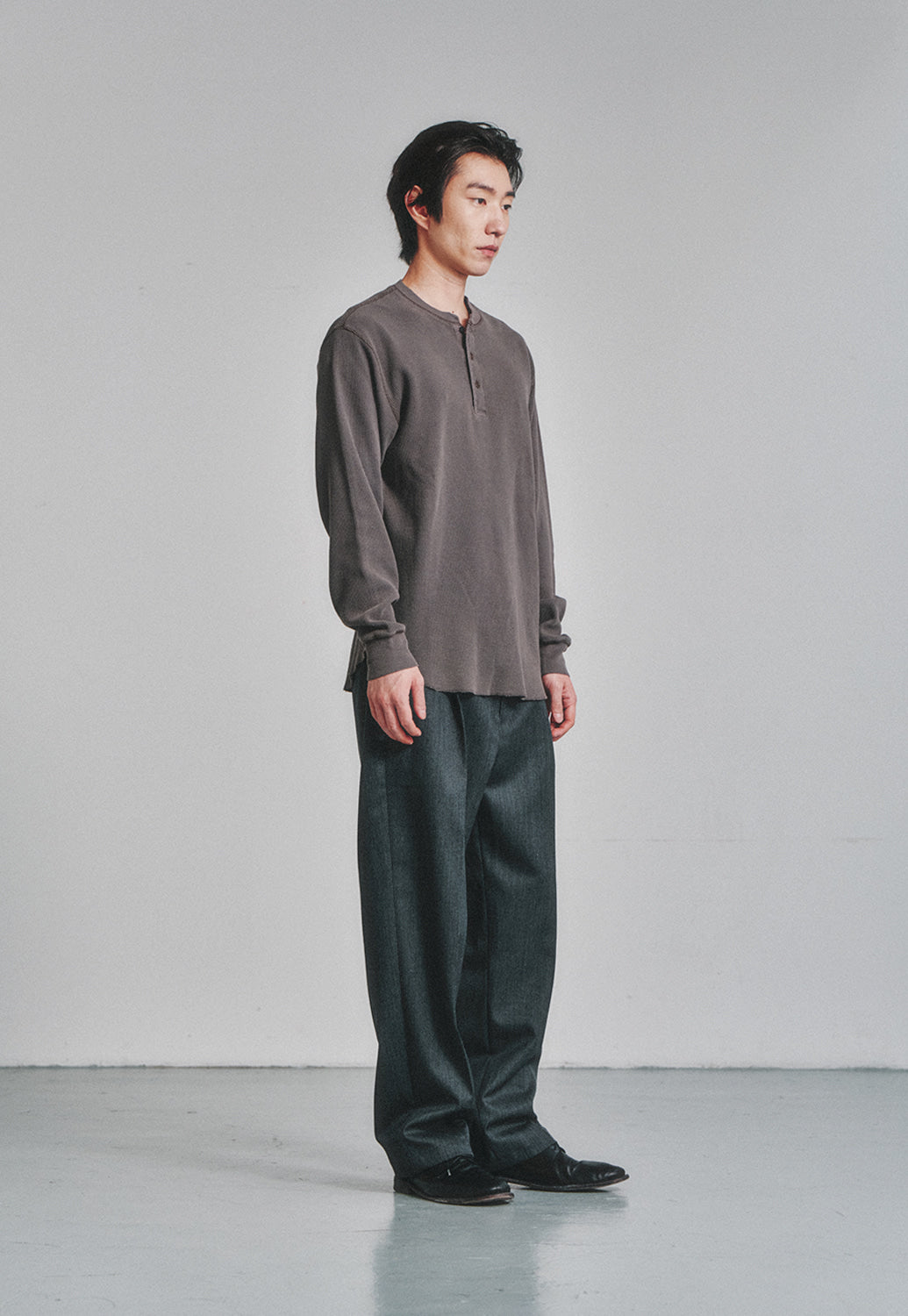 Art if acts - Garment Dyed Waffle Henley (Faded Charcoal) product image 2 | TRAB K-Fashion Australia