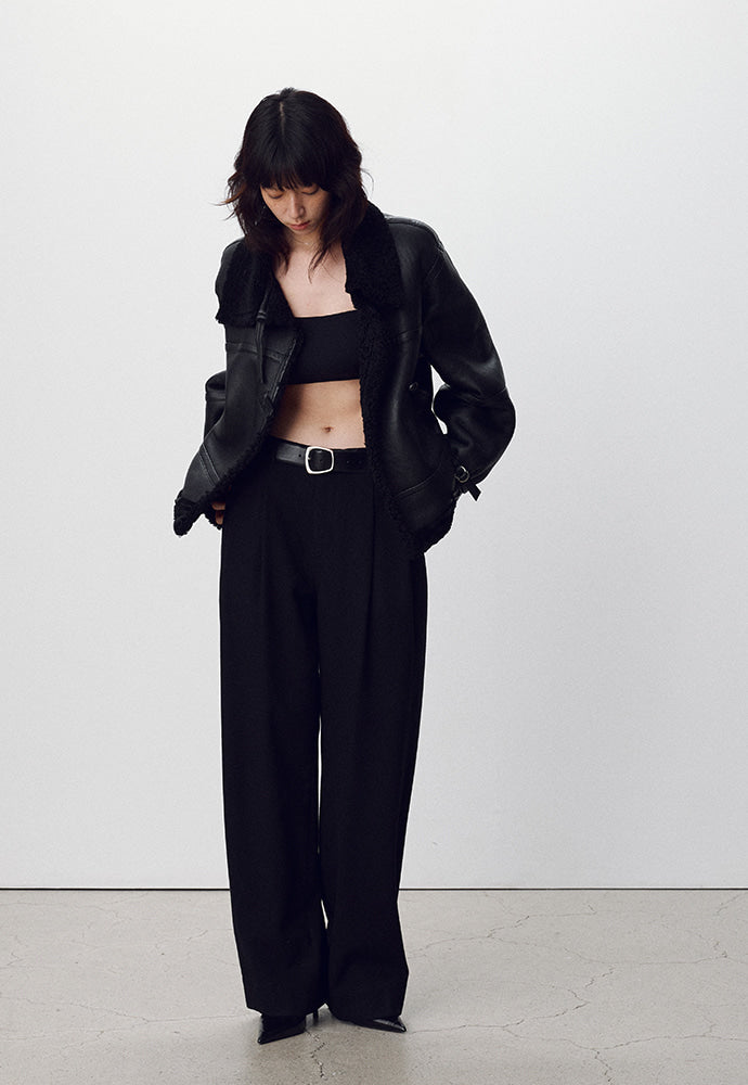 Tonywack - Lamb Leather Shearling Aviator Jacket (Black) product image 2 | TRAB K-Fashion Australia