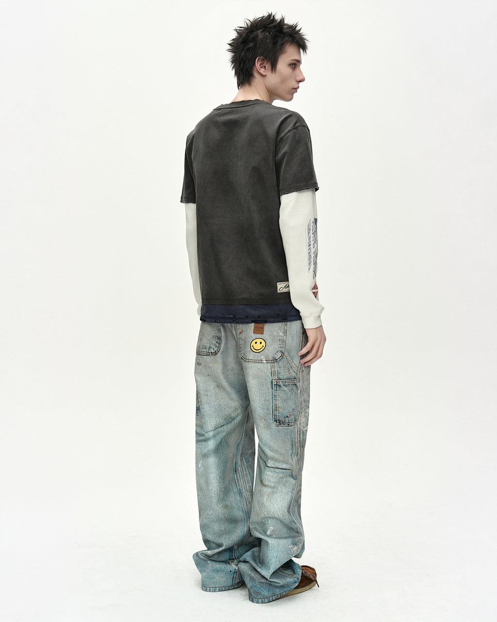 Andersson Bell - Distressed Trompe-L’œil Carpenter Jeans (mid Blue) (Mid Blue) product image 2 | TRAB K-Fashion Australia