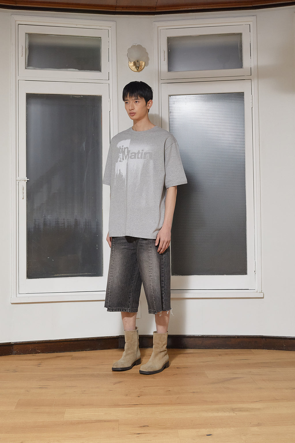 Matin Kim - Unbalance Printing Top (Grey) product image 7 | TRAB K-Fashion Australia