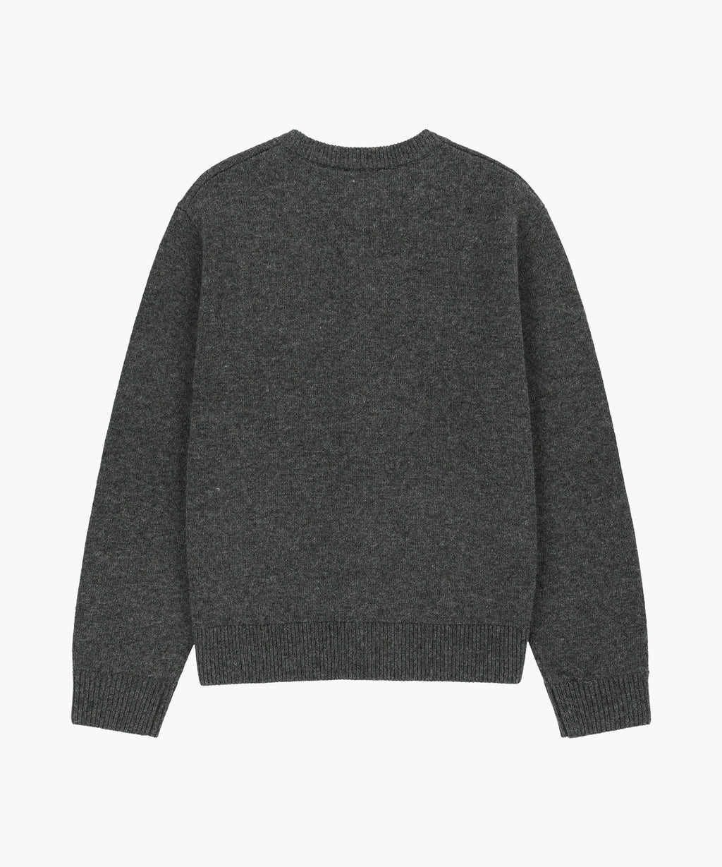 Marithe & Francois Girbaud - Premium Small Classic Logo Wool Round Neck Cardigan (Charcoal) product image 6 | TRAB K-Fashion Australia