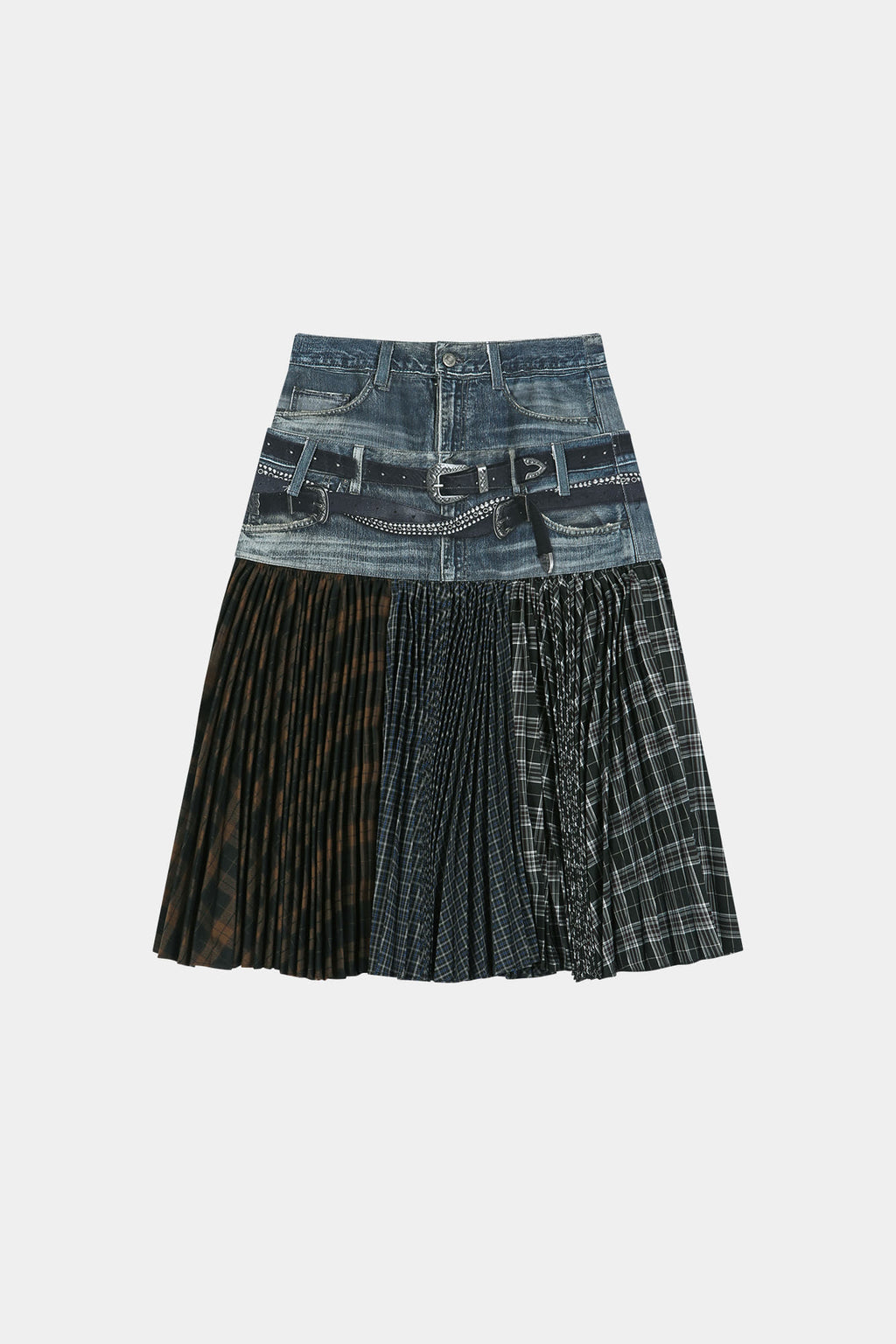 Andersson Bell - Double Belt Printed Accordion Pleats Skirt (blue) (Blue) product image 12 | TRAB K-Fashion Australia